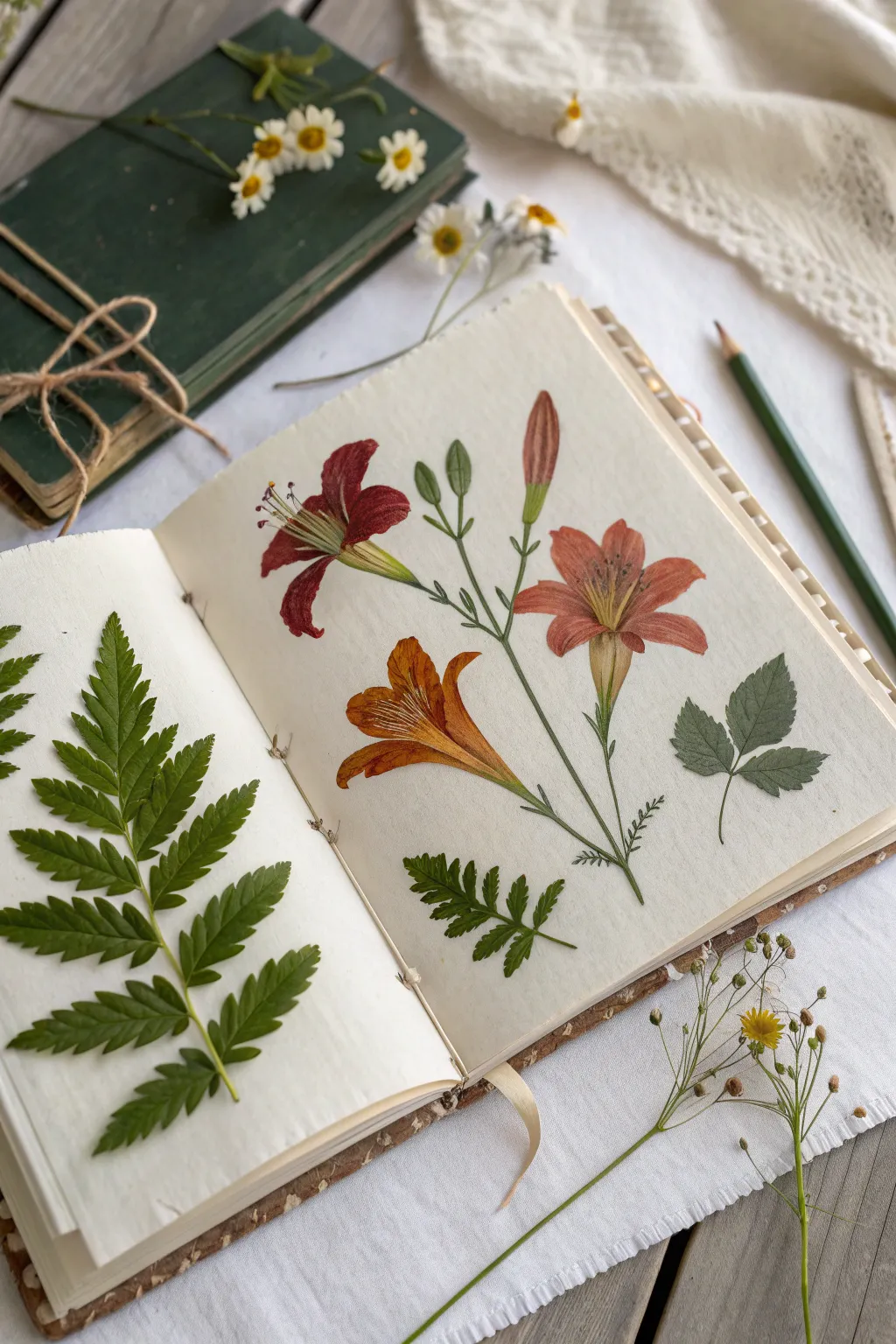 Botanical collage page with pencil stems and blank hand-drawn labels, minimal boho beauty