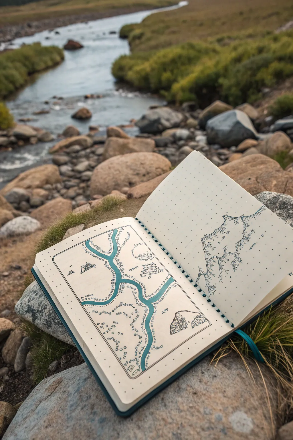 Fantasy map idea: shape borders with rivers and mountains, marked by a dotted frontier and forts