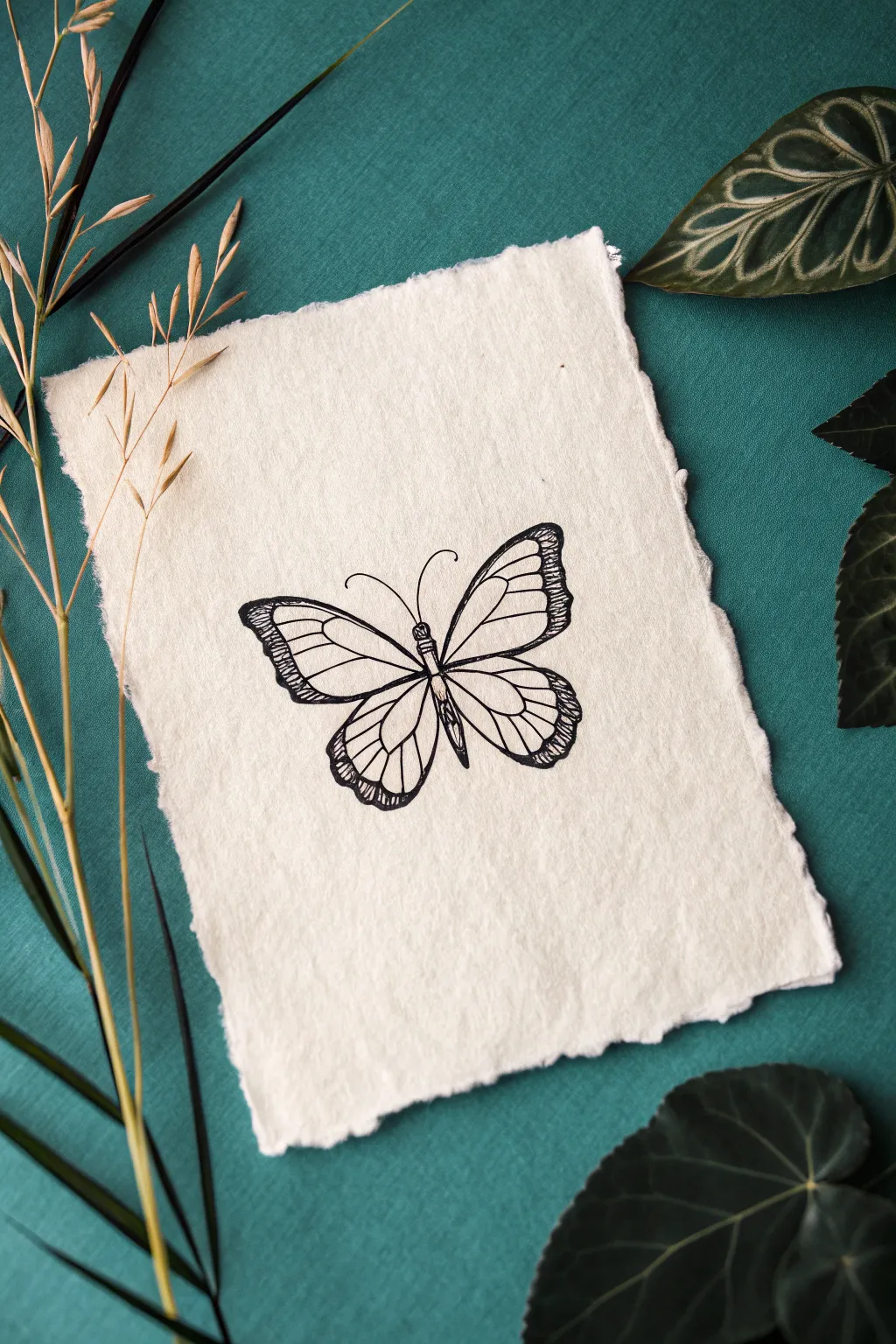 Minimal butterfly tattoo idea: clean wing curves, bold contrast, and an effortless elegant silhouette.