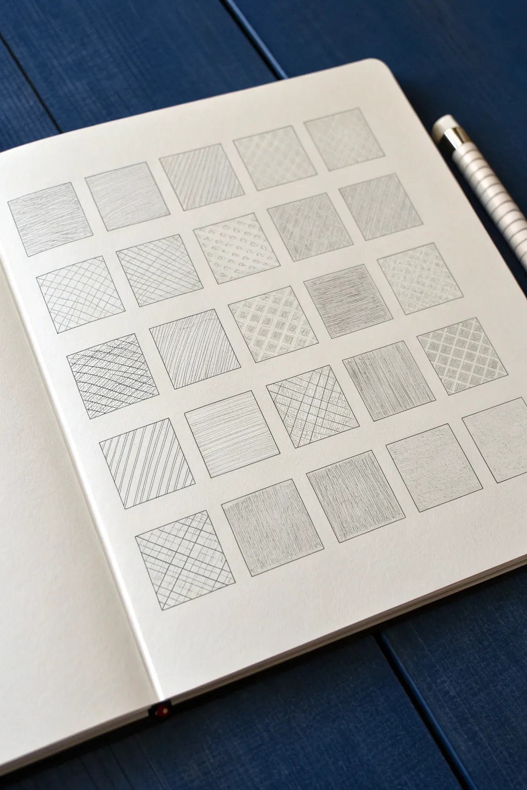 Shading sampler grid inspiration for art class, with easy techniques from light to dark.