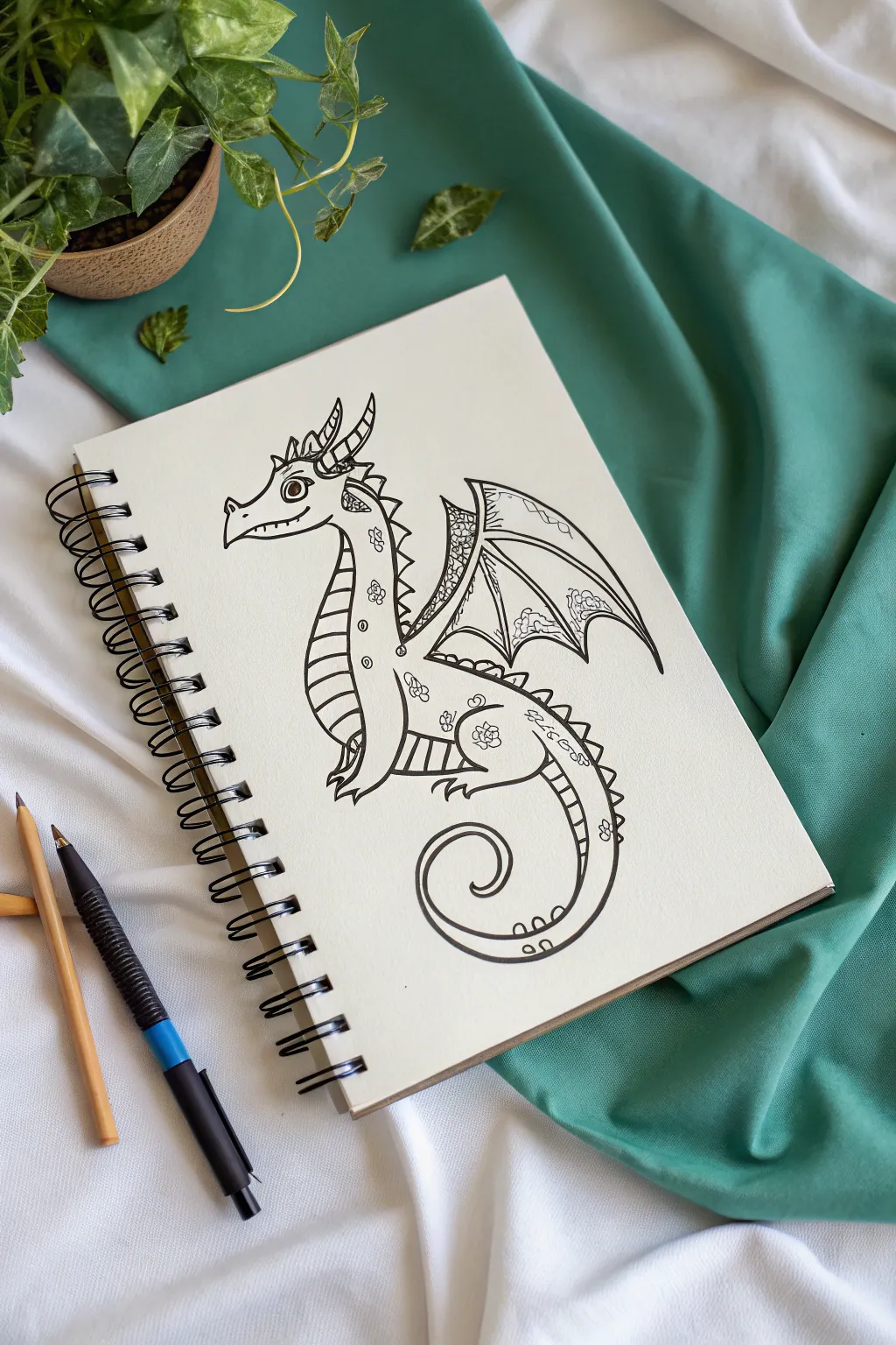 Easy dragon drawing inspiration: bold scales, horns, and simple shading for a 3D look