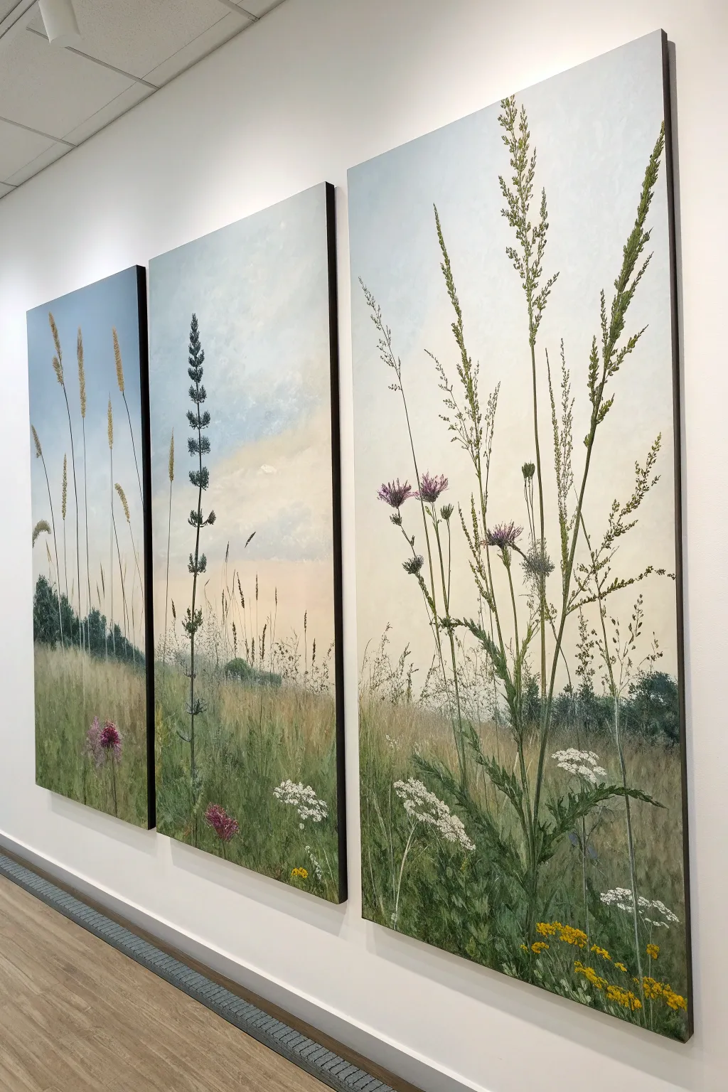 Easy 3-piece wildflower stems that flow across all panels for an airy Scandinavian boho vibe