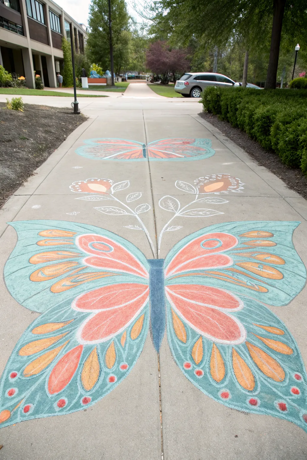 Beginner chalk butterfly wings photo spot with bold color contrast and simple teardrop details