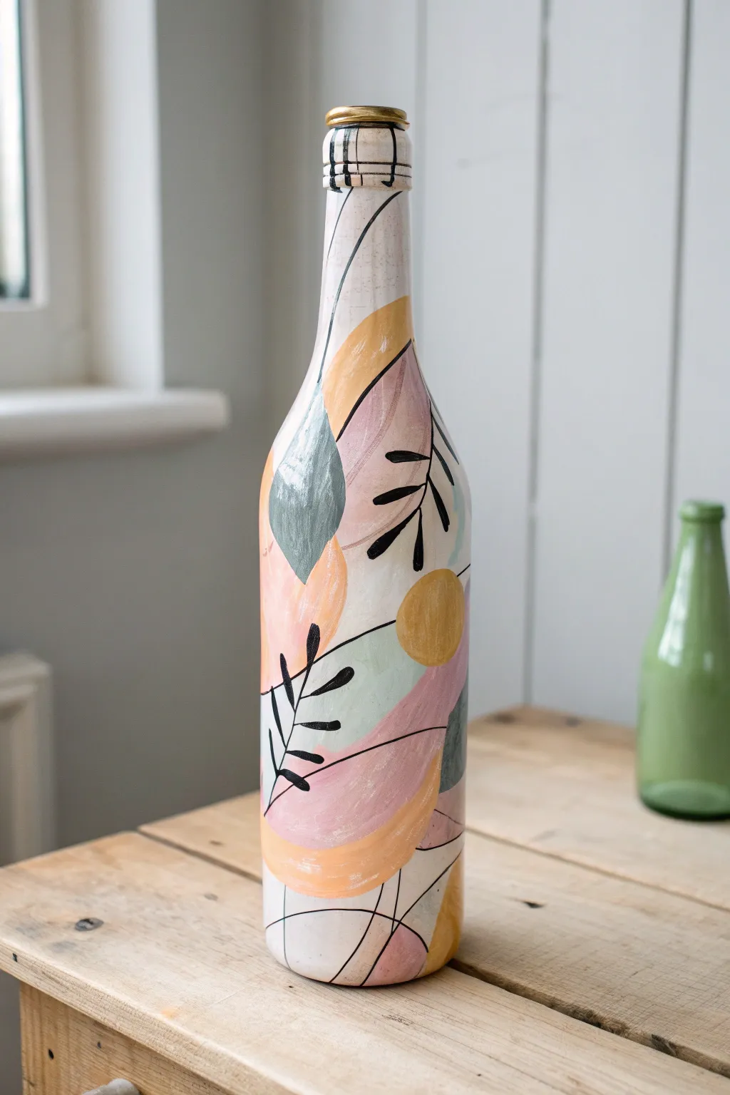 Abstract pastel blob bottle with fine line accents, minimal desk styling for easy DIY inspiration