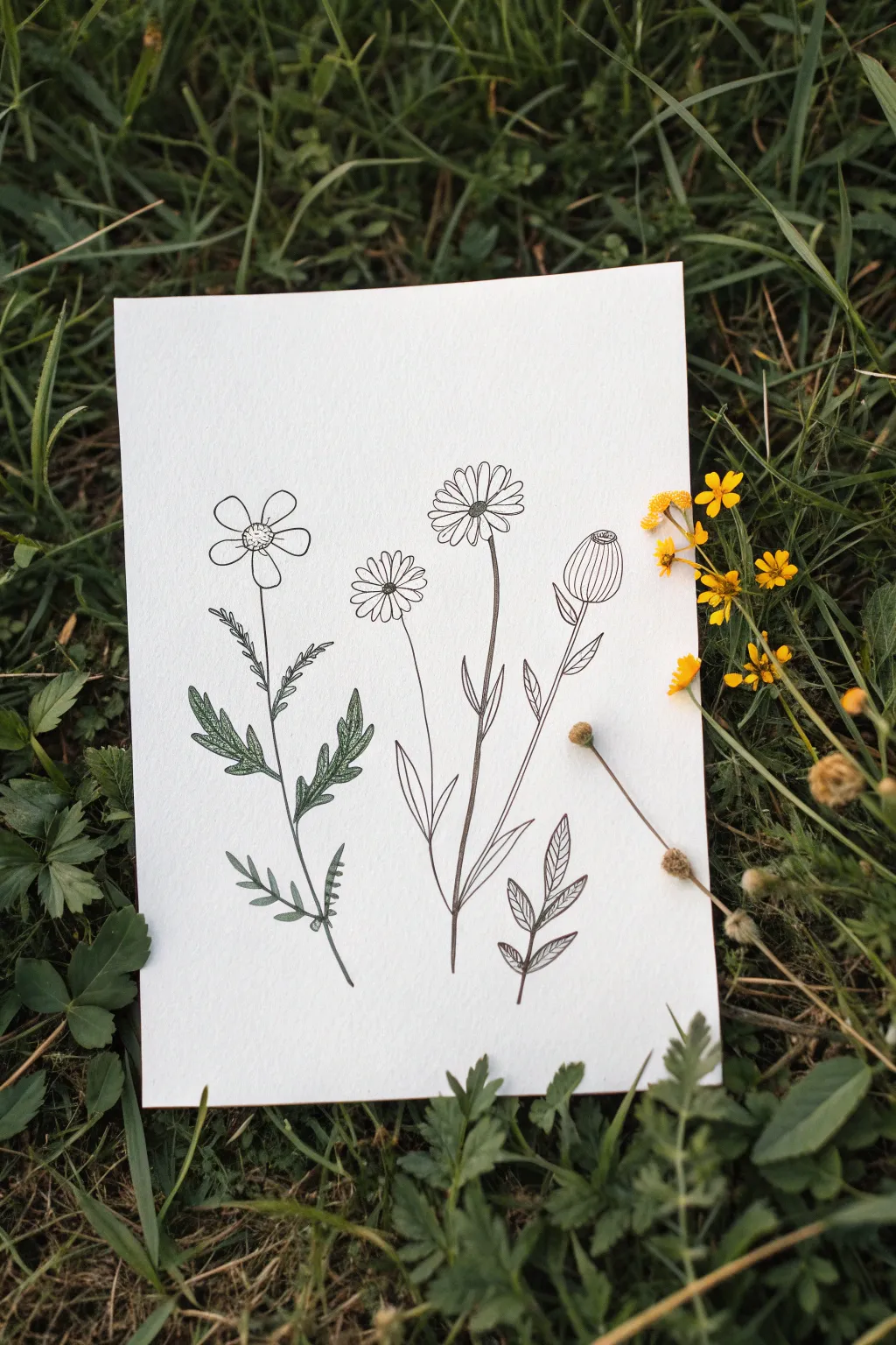 Simple wildflower trio made from ovals and lines, perfect for quick and pretty doodles.
