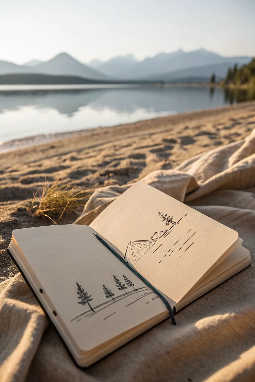 Mountain mirror art: minimal shapes with inverted values for easy positive and negative space practice