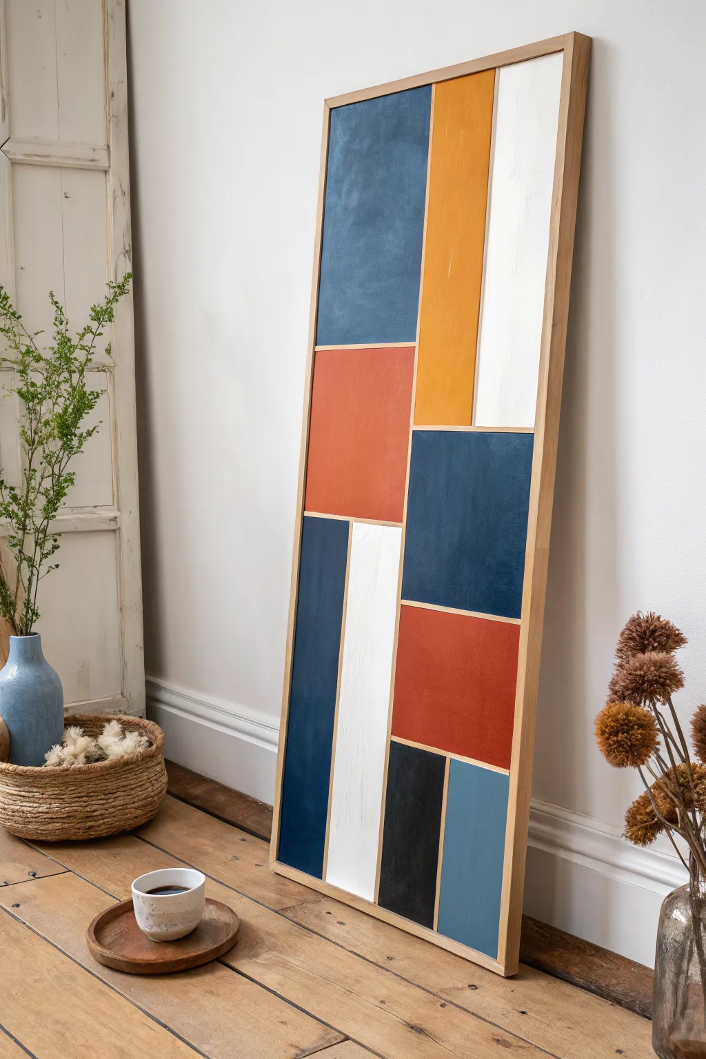 Glossy epoxy topcoat transforms an abstract painted panel into vibrant, modern resin wall art.