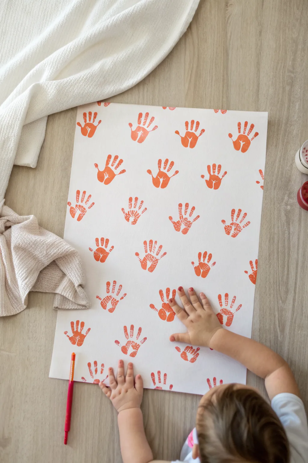 Sweet handprint sunbursts, an easy baby finger-paint keepsake with bold sunny rays.