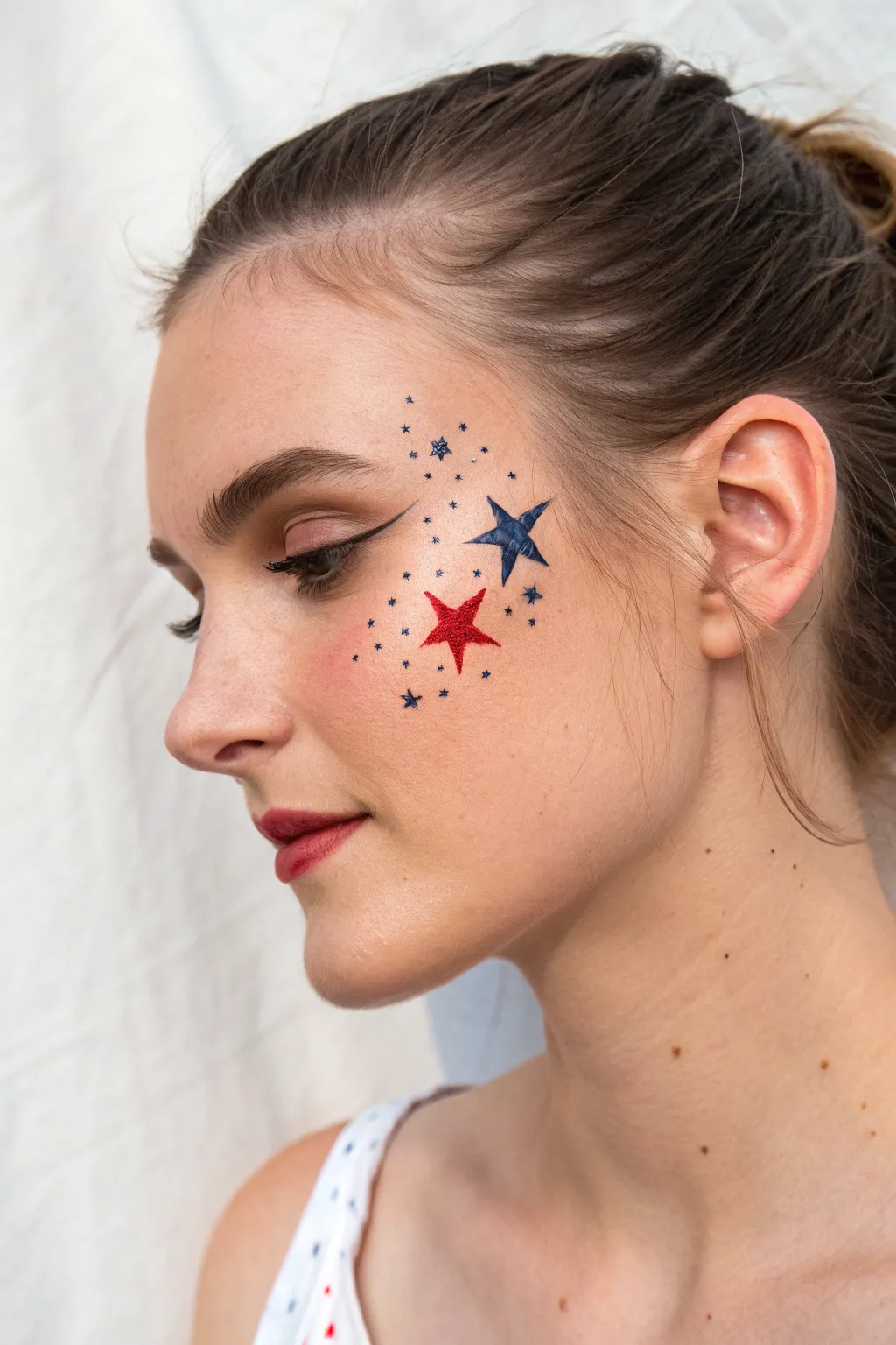 Fast triple-star temple accent in red, white, and blue for an easy Fourth of July glow