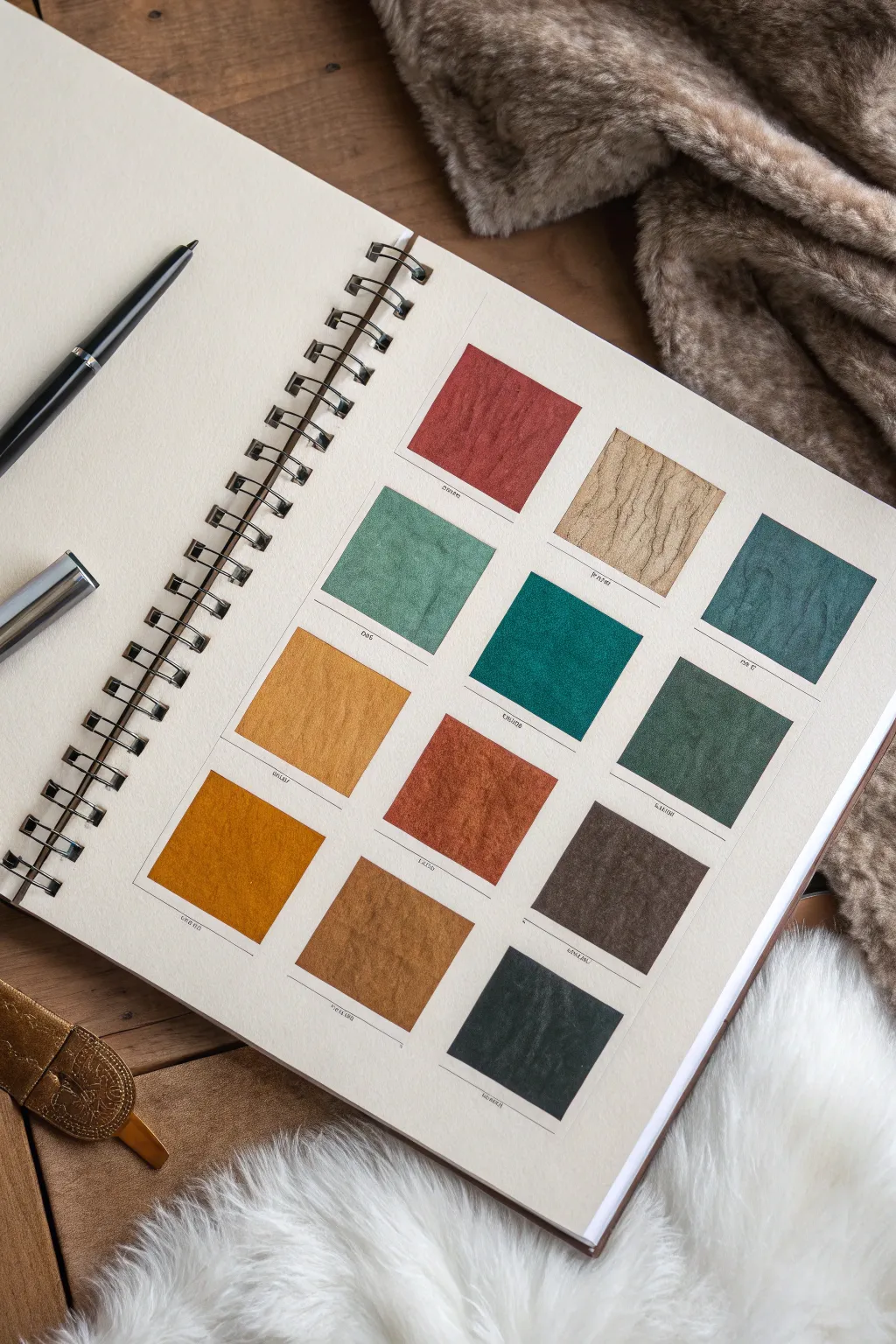 Fur texture swatch library: sleek, fluffy, curly, and spiky samples in line and shading.