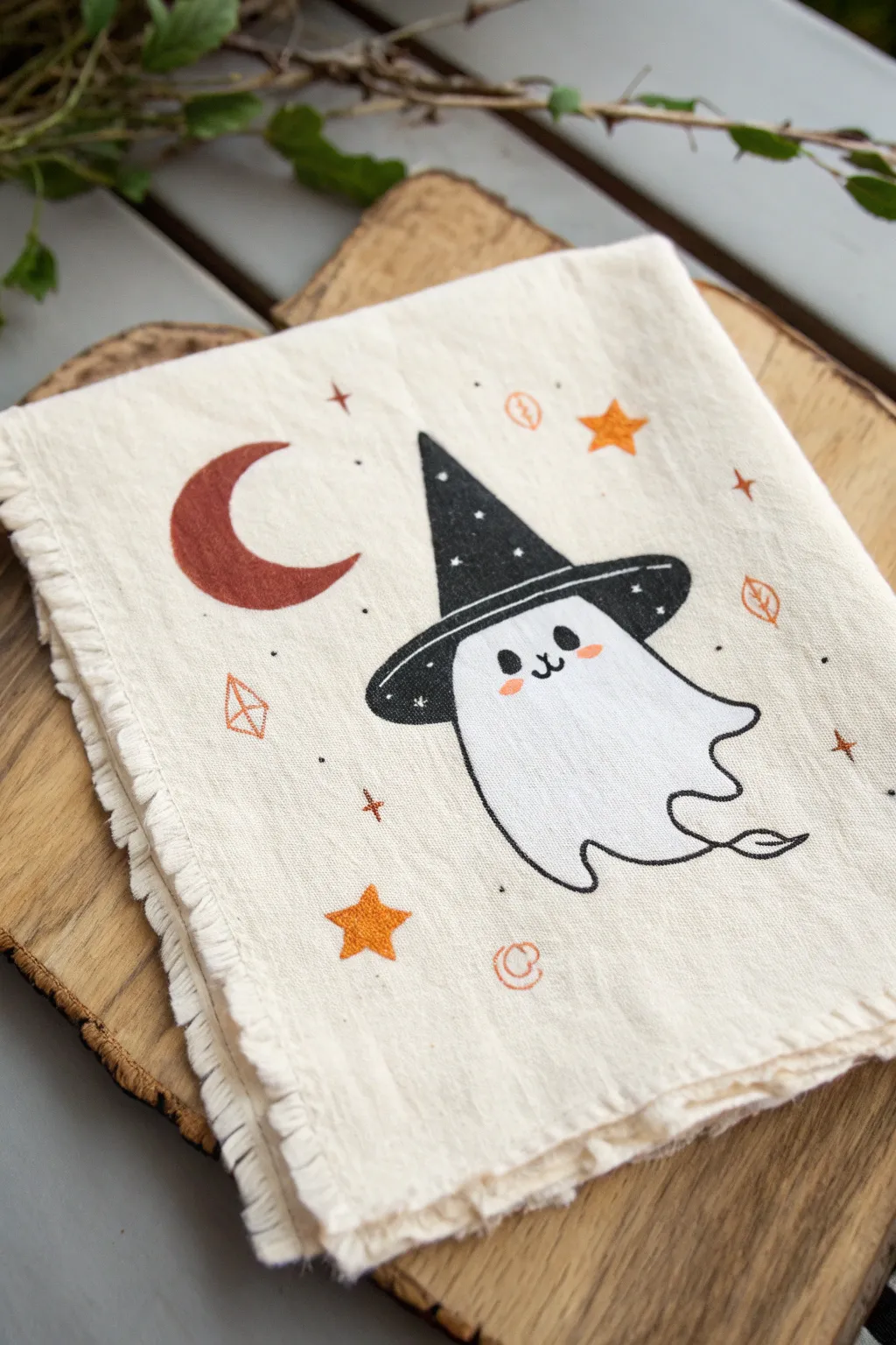 Simple witchy ghost sketch with bold contrast and cozy Halloween vibes to recreate