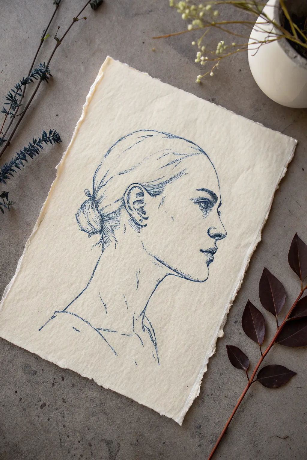 Practice side profiles with clean silhouettes and light construction lines for perfect proportions.