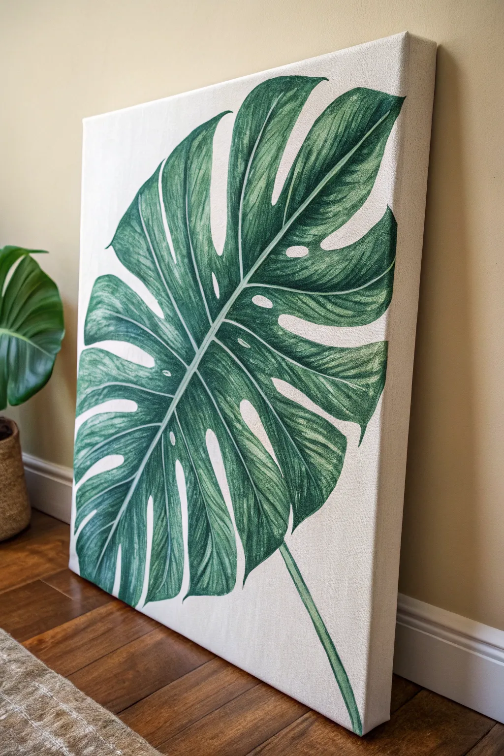 Monochrome leaf study: one bold green palette, crisp veins, calm neutral backdrop