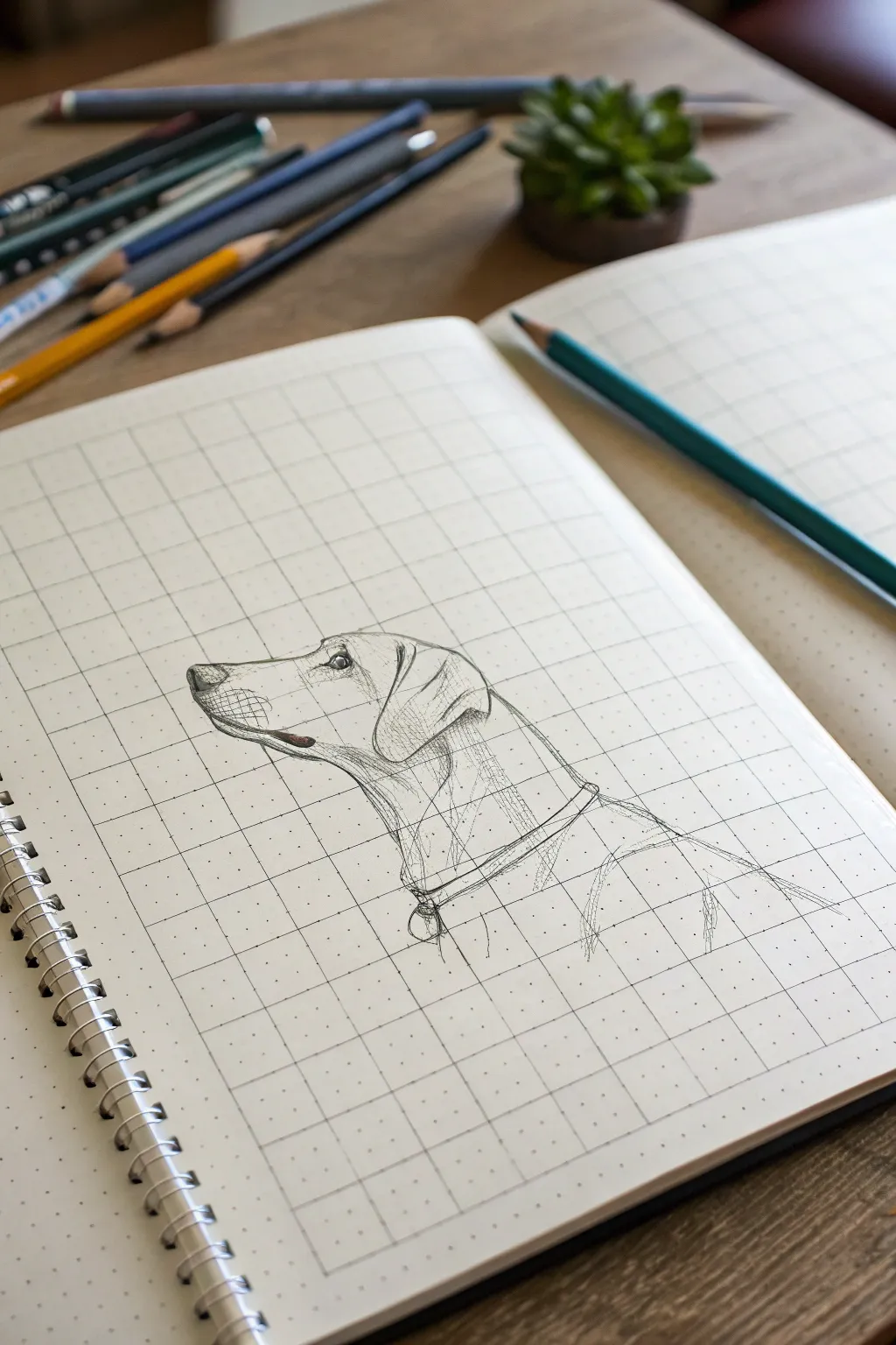 Easy dog profile grid reference with clear landmarks, clean lines, and high-contrast minimal style