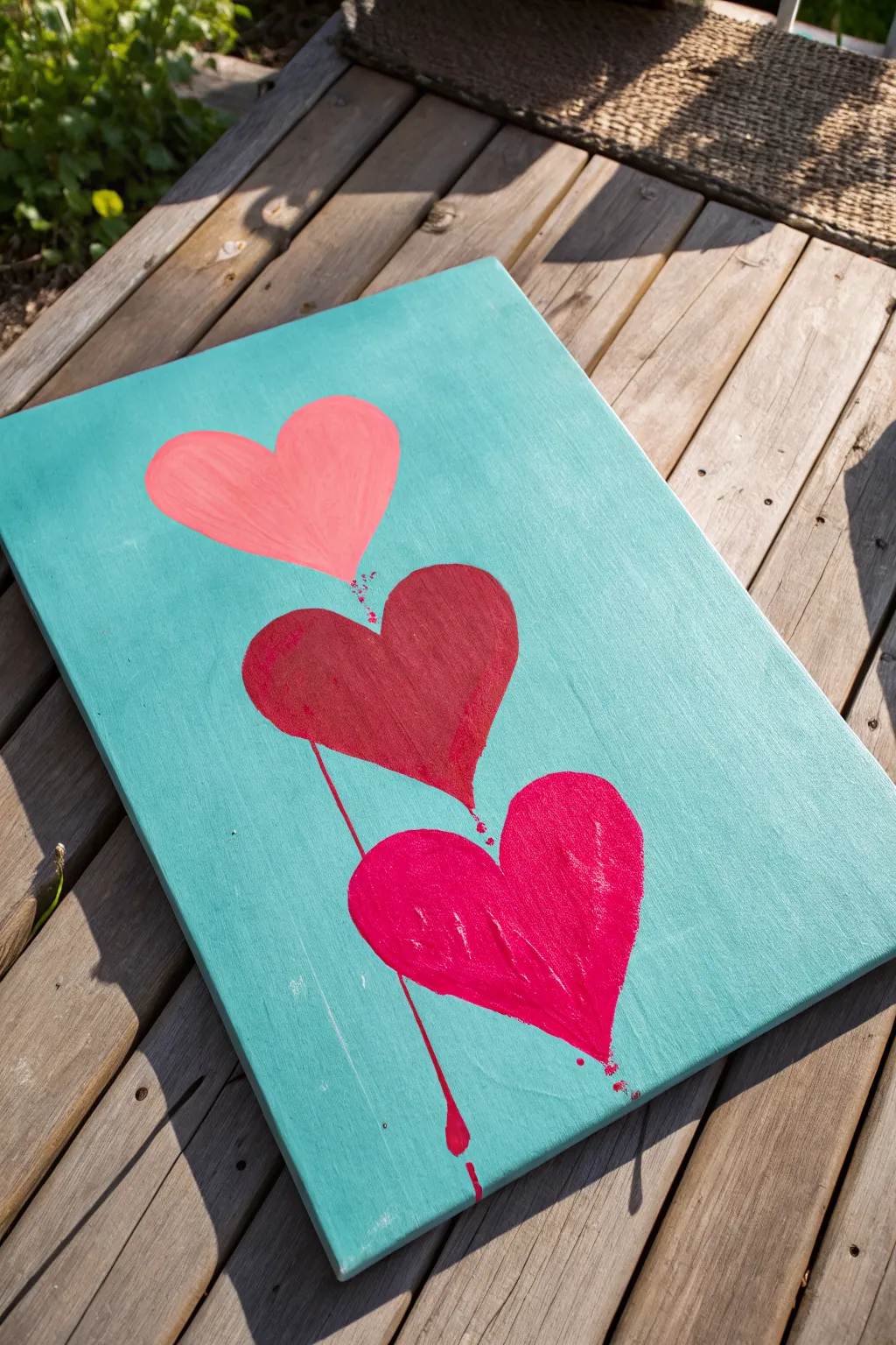 Easy indie art: bold dripping hearts on a minimalist canvas for a chic Scandinavian-boho vibe