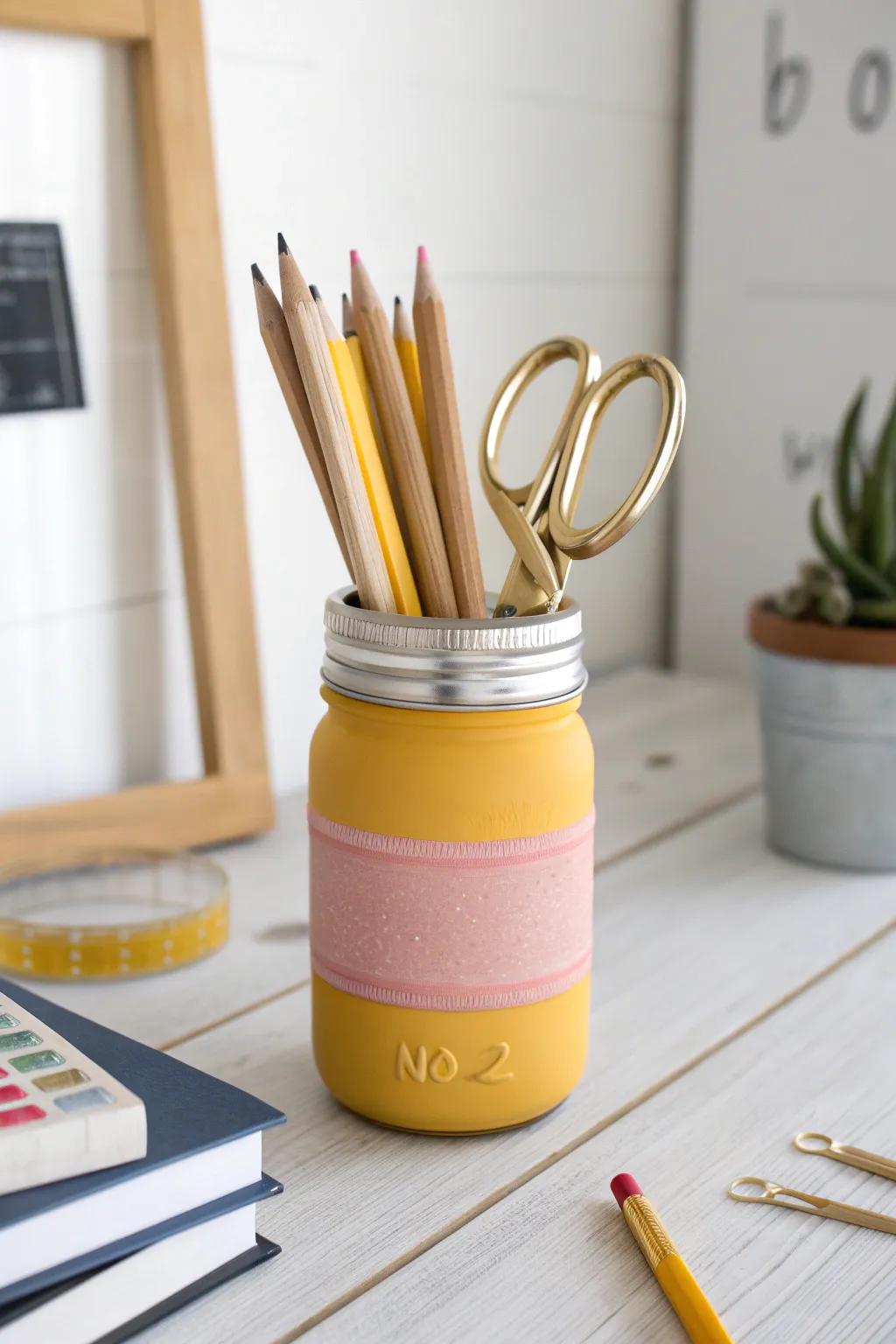 The perfect back-to-school craft! Transform a simple jar into an adorable pencil-style organizer for your desk.