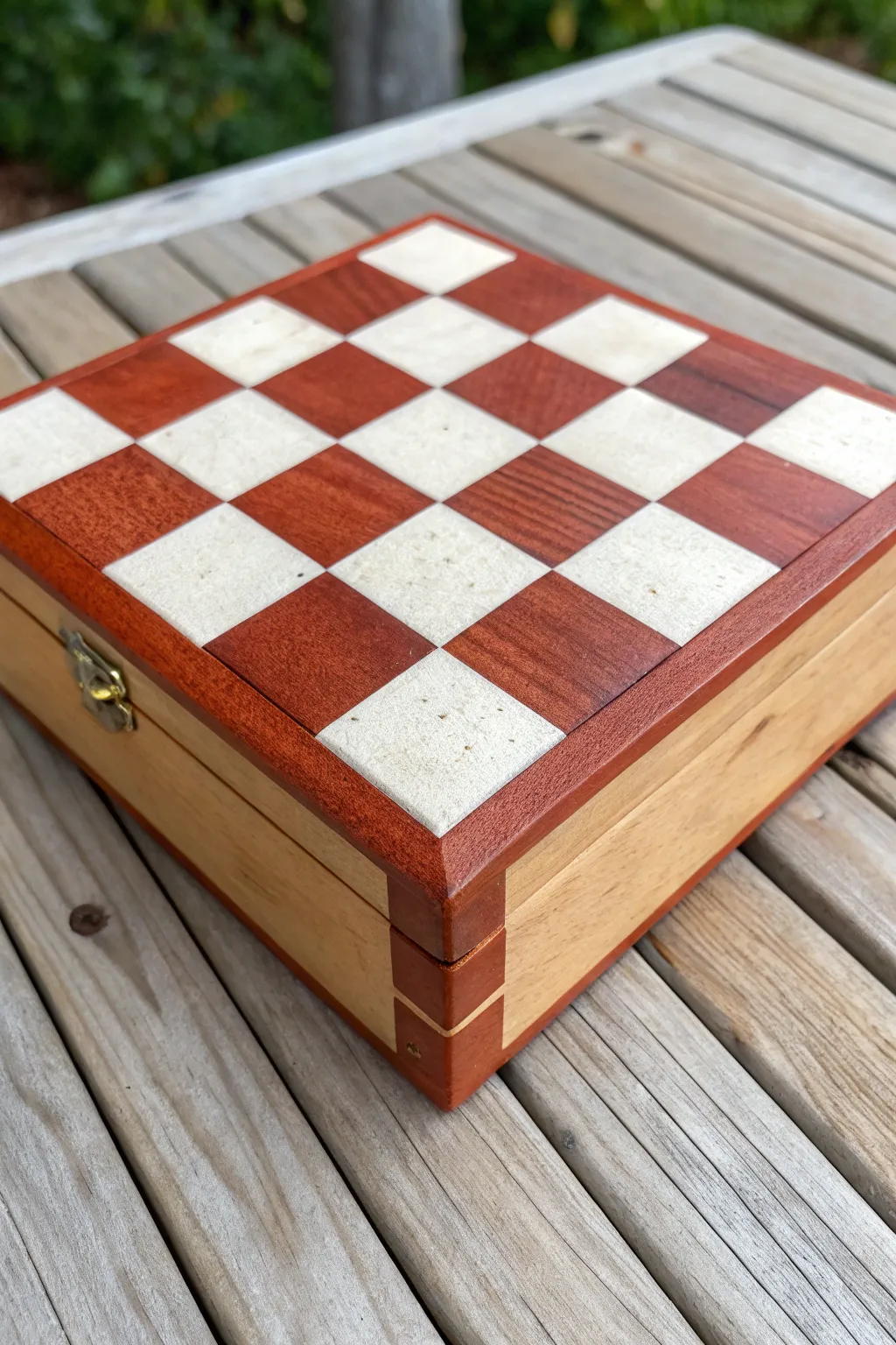 Bold terracotta checkers transform a simple jewelry box into a chic retro statement piece