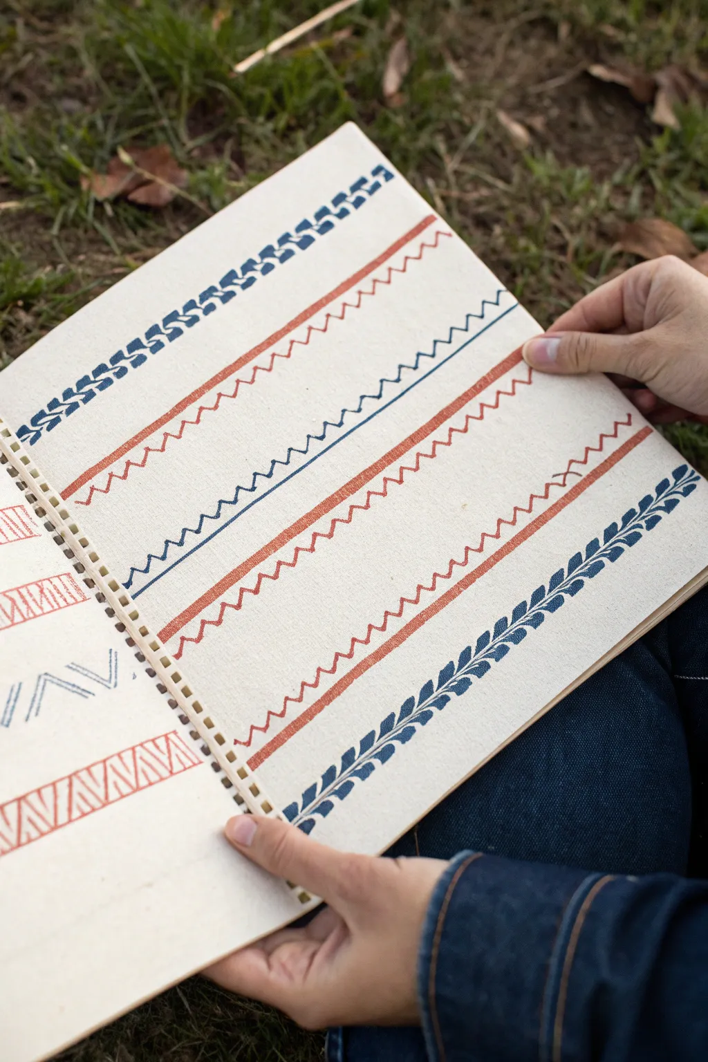 Dash, loop, zig sampler: minimalist mark making lines with rhythmic spacing in bold inks