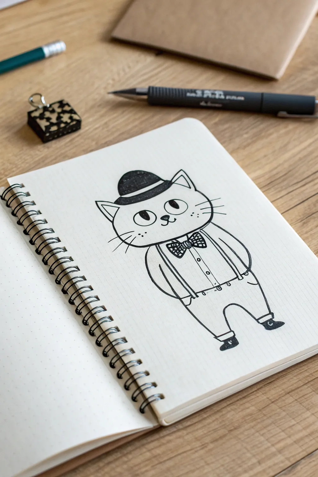 Cool cat mascot persona: one outfit detail plus three quick expression thumbnails to explore emotion.