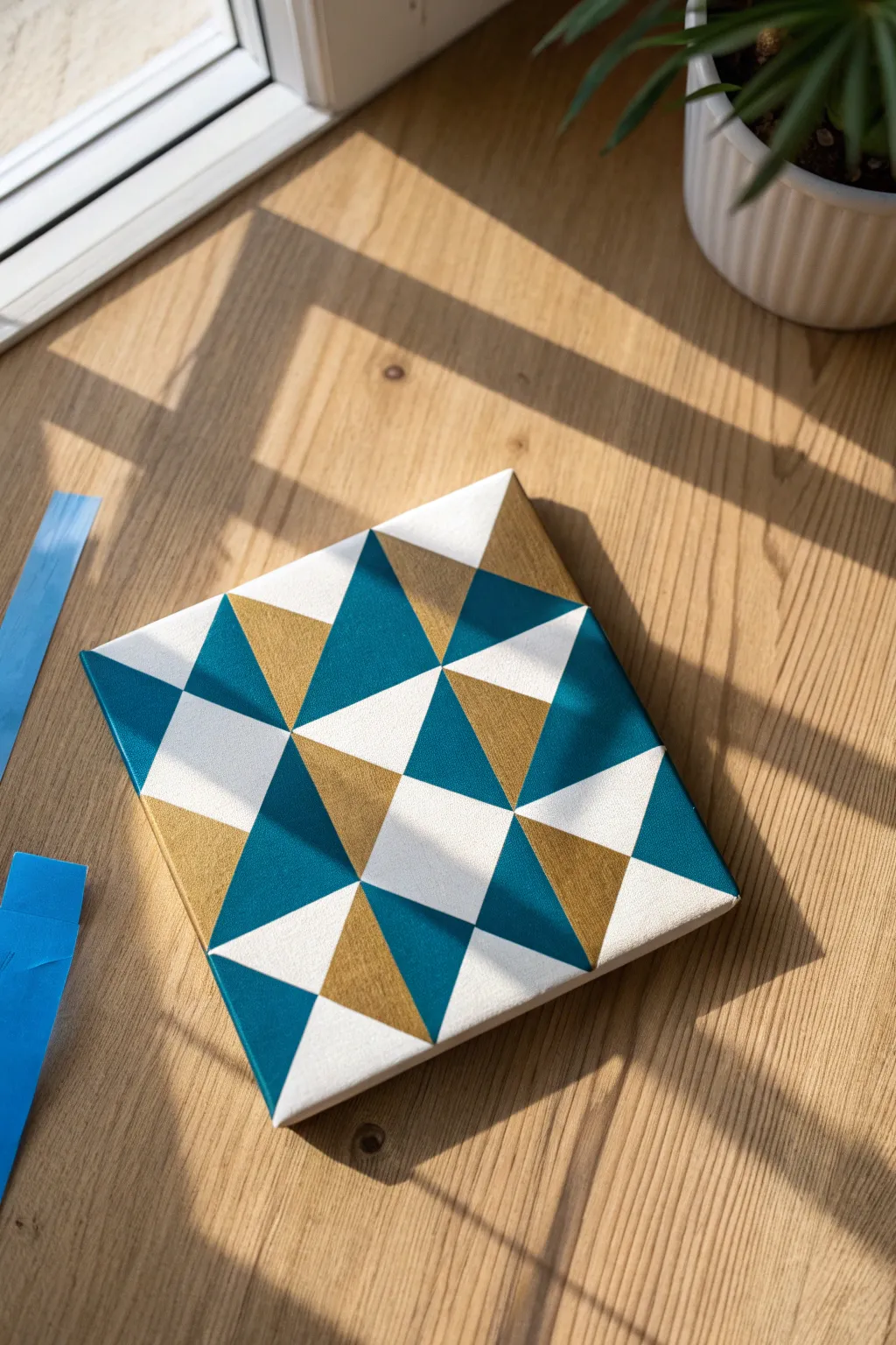Satisfying tape peels mean crisp lines! Create this bold geometric mini canvas art.