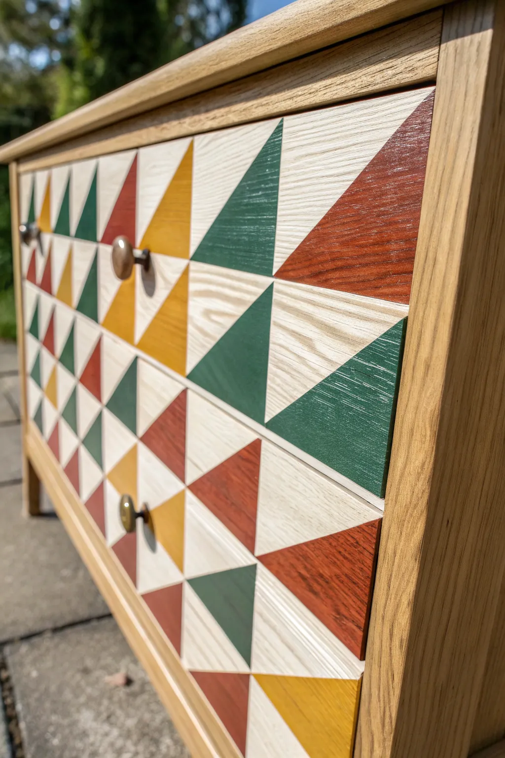 Crisp lines and bold colors! ✨ Use masking tape to create modern geometric art anywhere.