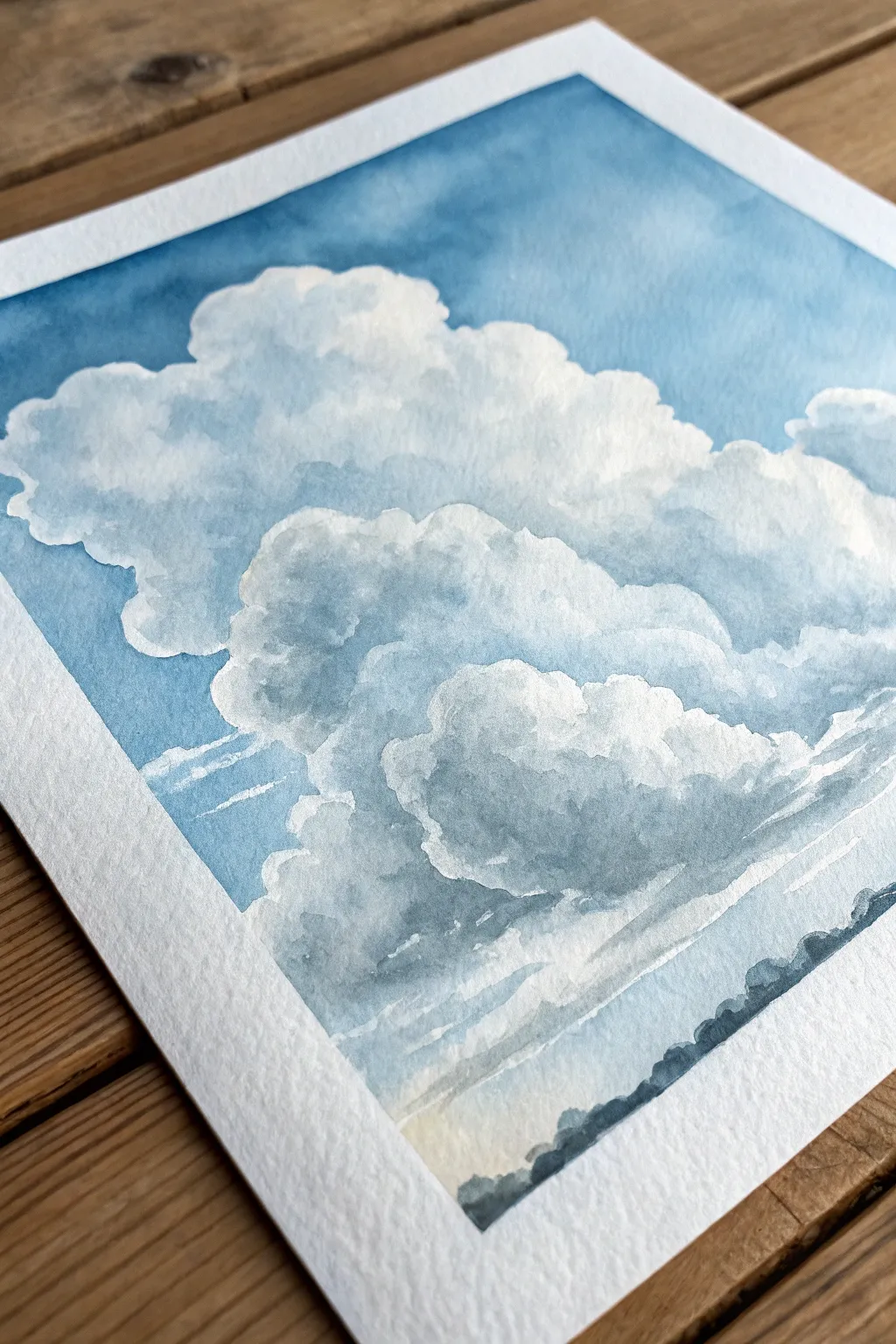 Easy cloud study on paper: soft blended layers, bright highlights, and gentle shadows
