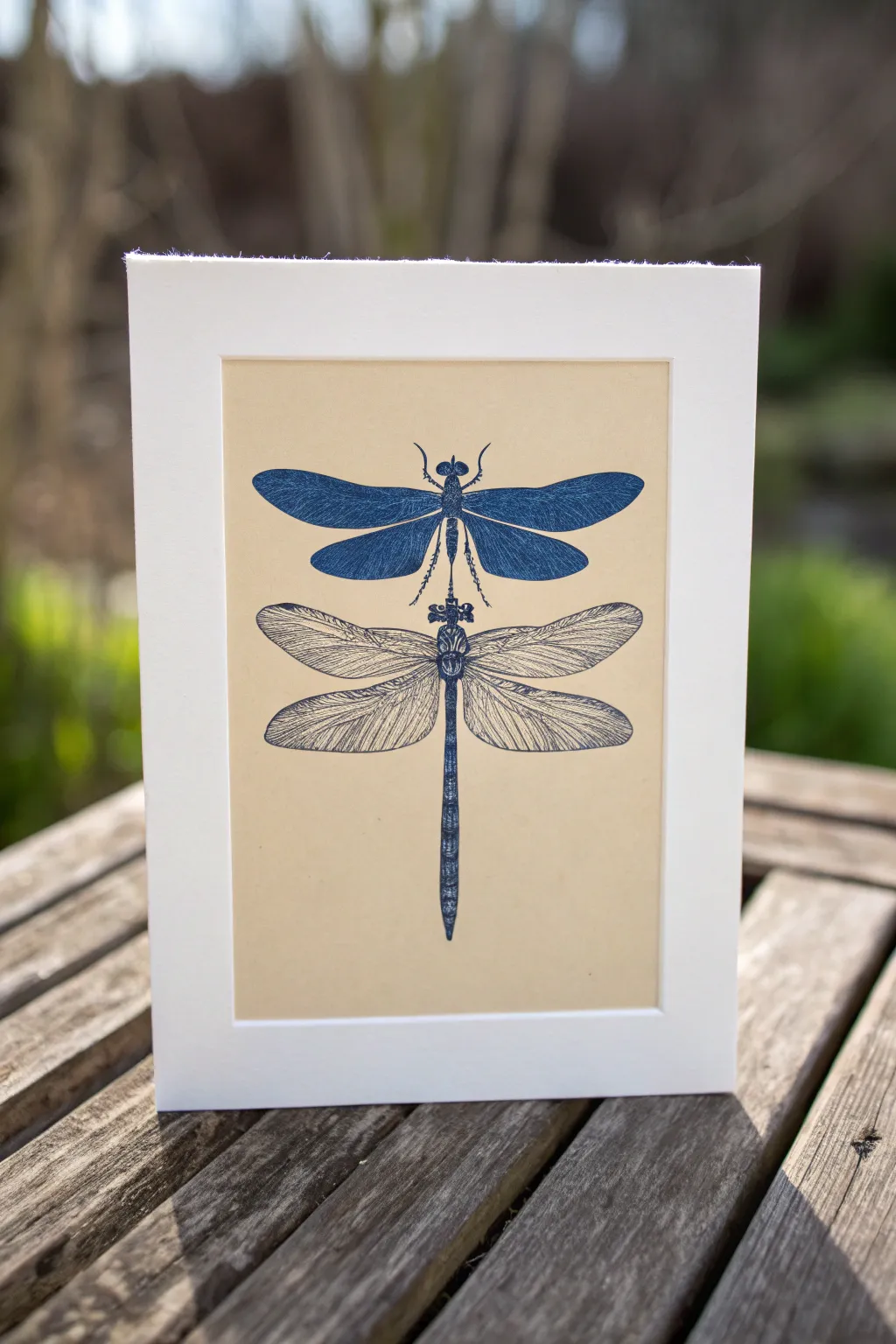 Symmetrical dragonfly reversal: simple positive and negative space art with bold, clean contrast.