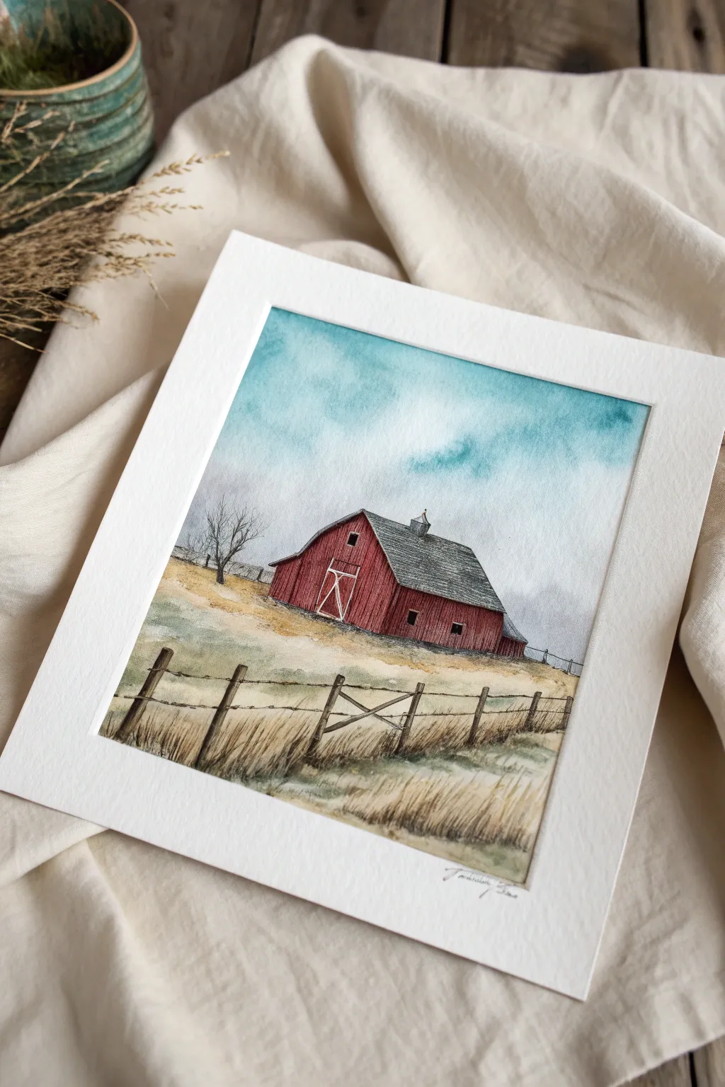 Primitive farmhouse and barn painting idea with cozy crooked lines and aged dry-brush charm.
