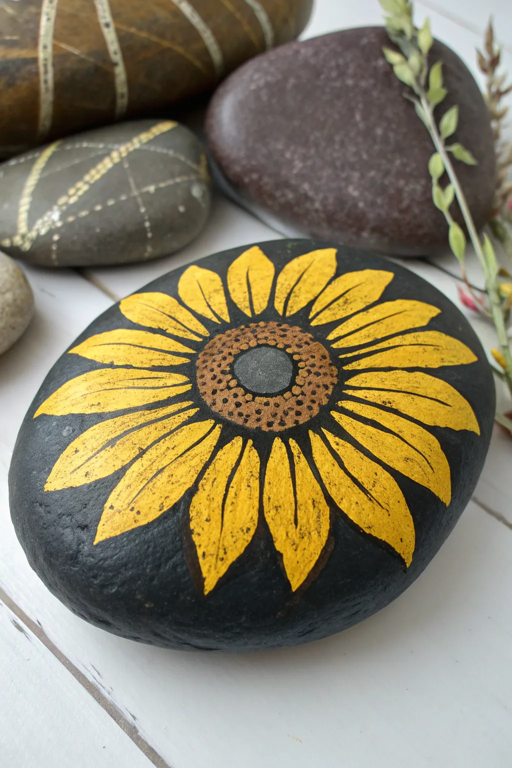 Capture the sun with this radiant sunflower rock art! A perfect bold and bright summer DIY. 🌻