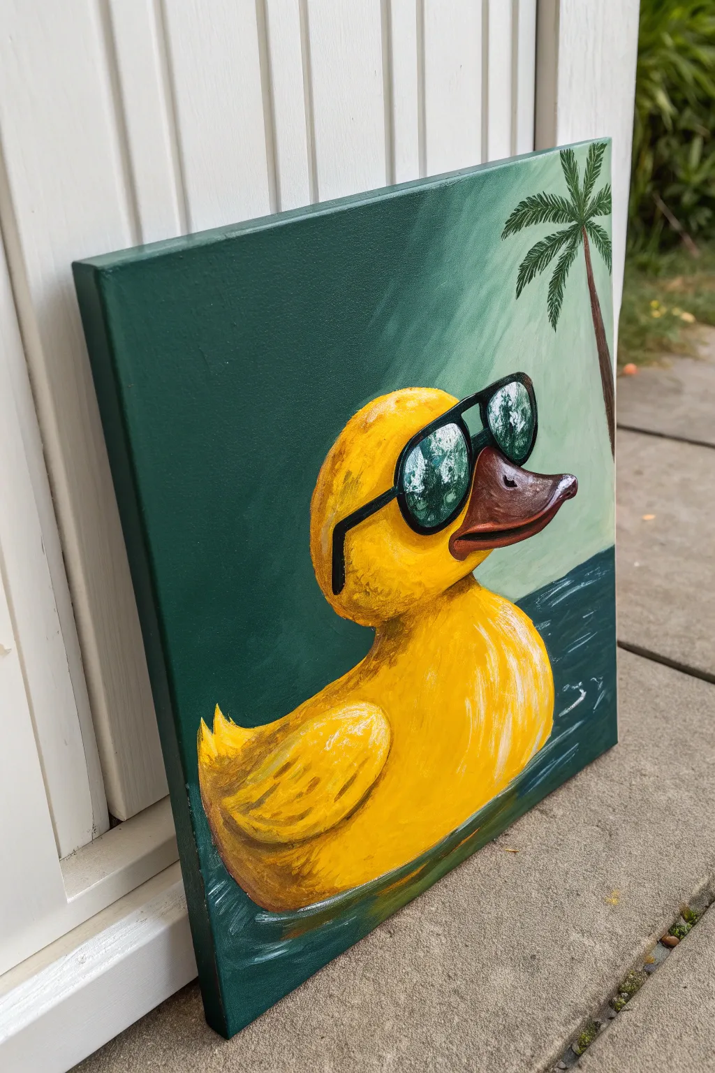 Give your rubber duck art a cool edge with these chic painted aviator sunglasses.