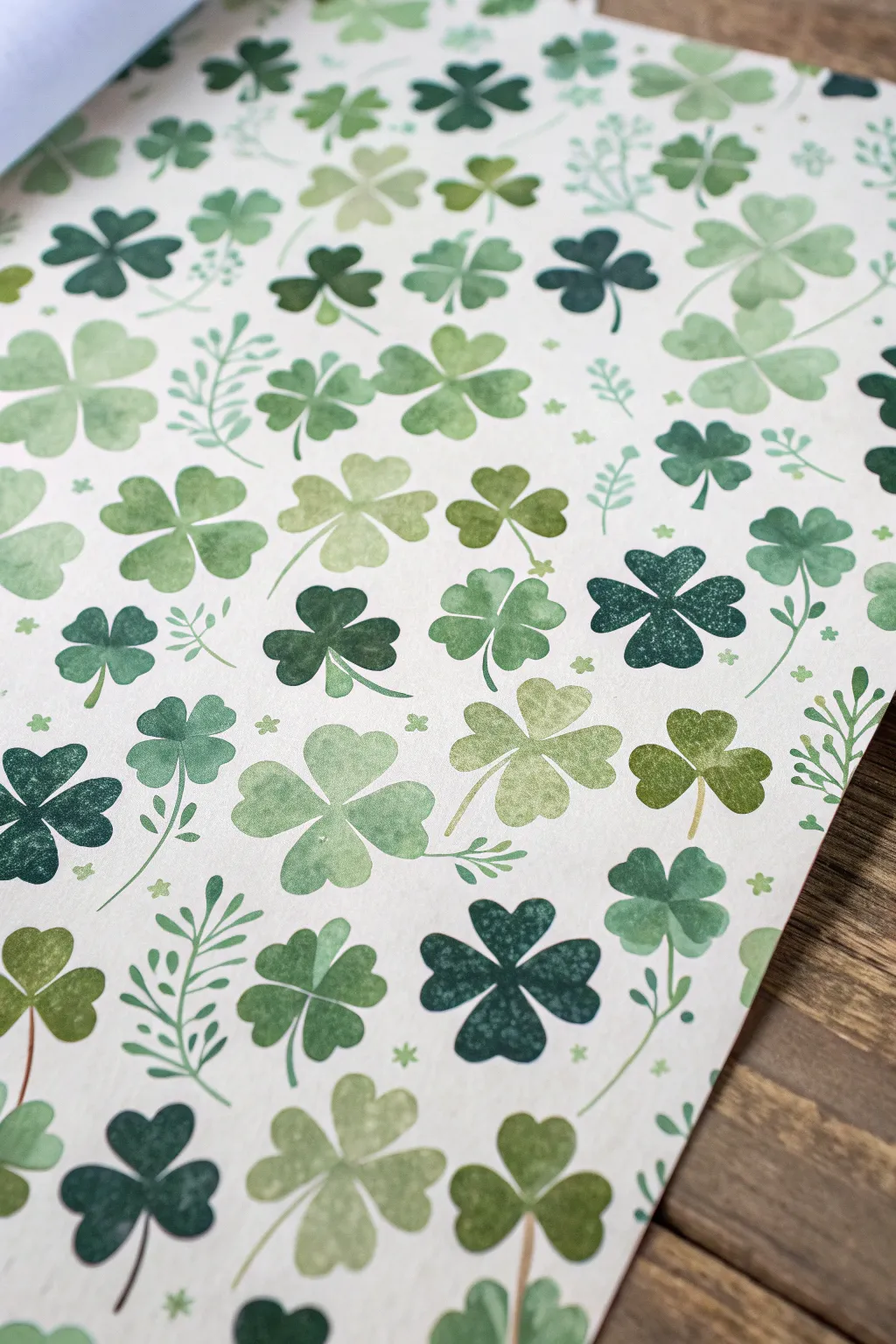 Paint an all-over shamrock background with layered greens for a fresh, modern St. Patrick vibe