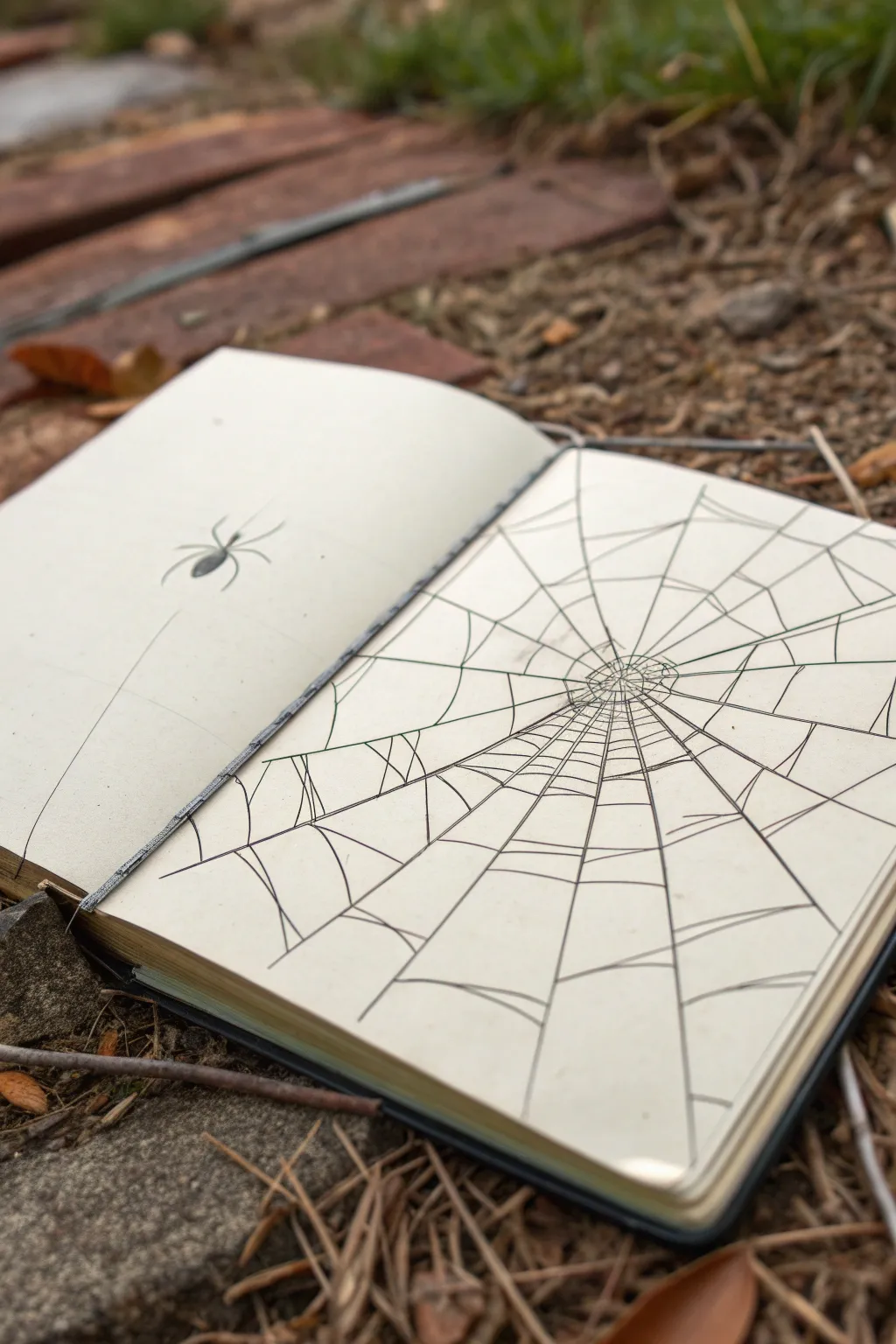 Shattered spiderweb geometry with bold color shards and crisp ink lines for a striking fragmented look