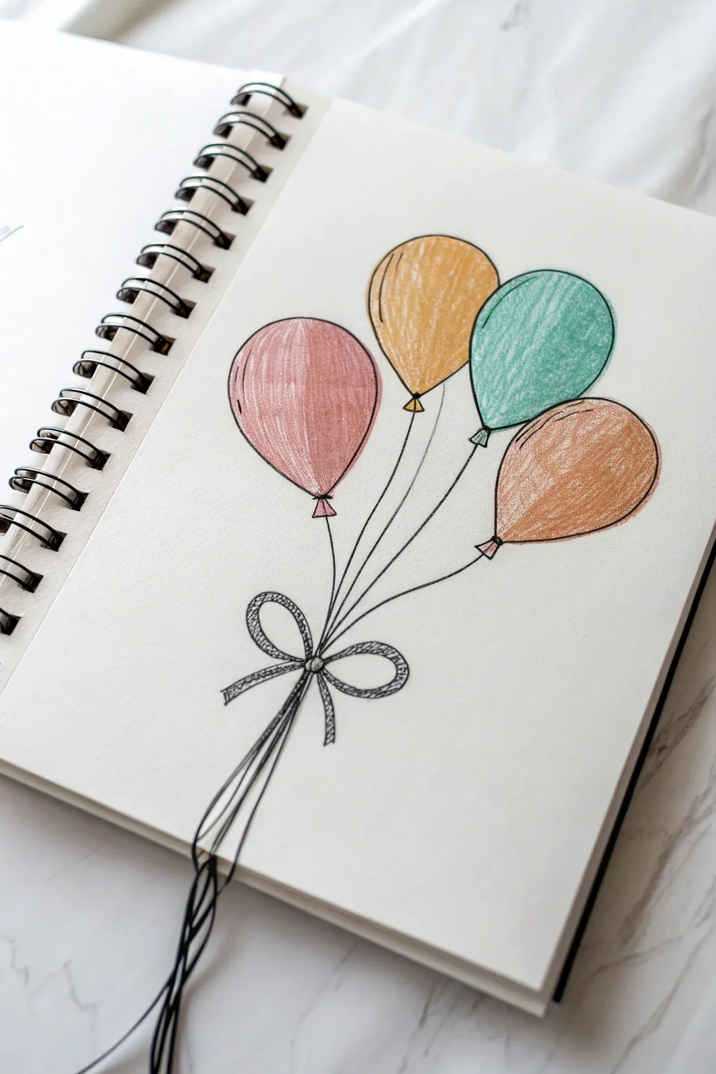 Minimal balloon bunch doodle with bold colors and airy white space for easy sketch inspiration