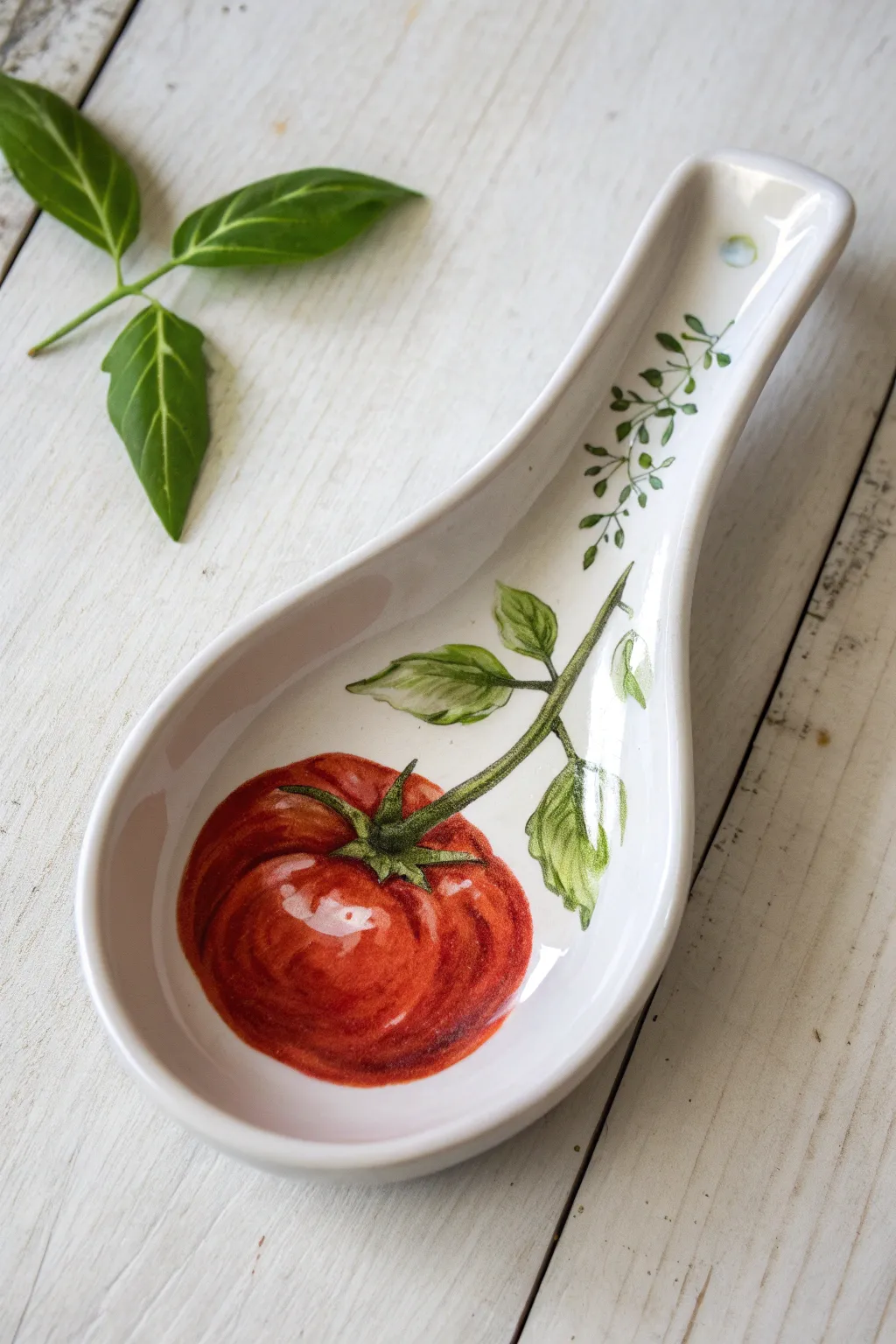Add a fresh pop of color to your kitchen with this bold, hand-painted tomato design.