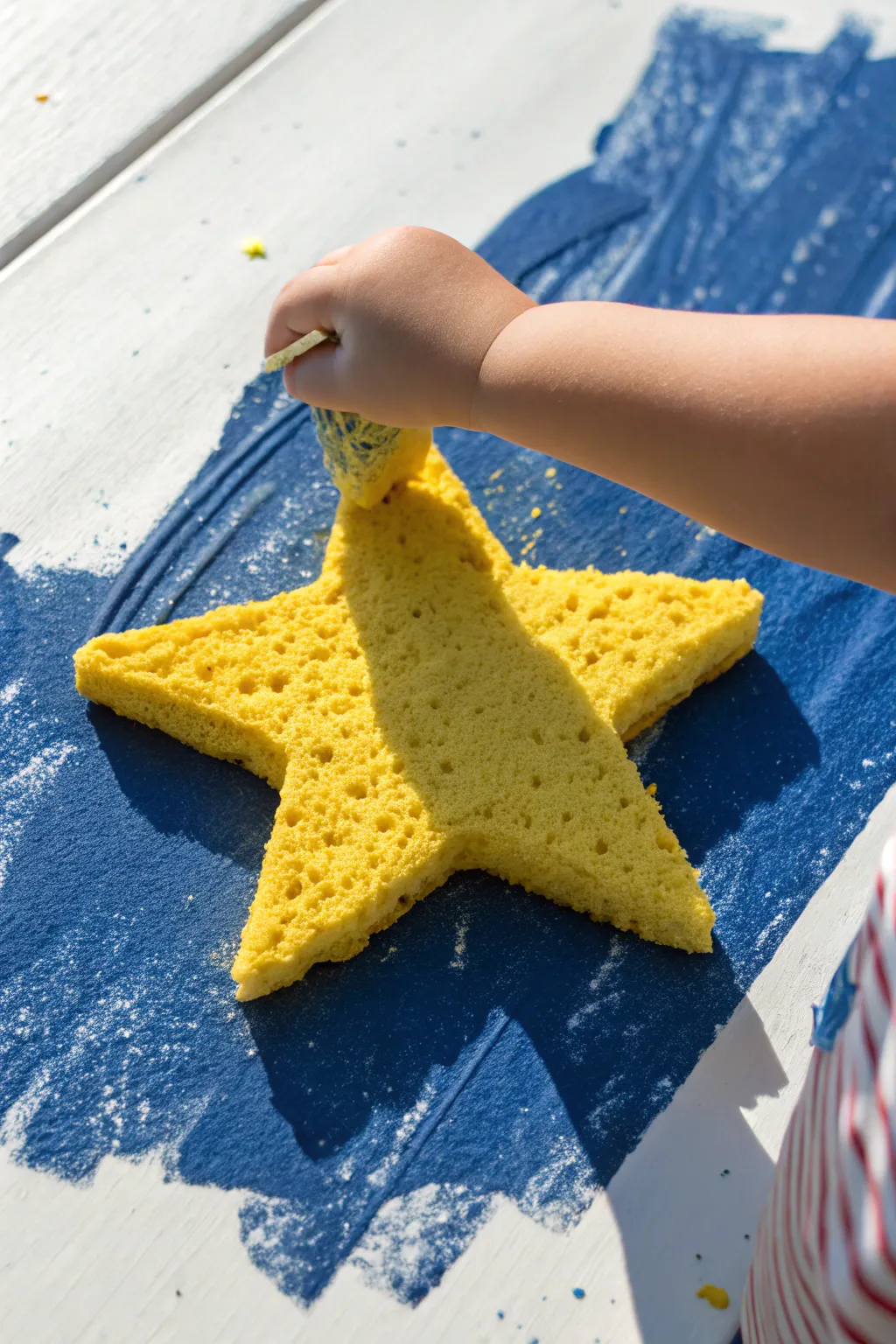 Fun and easy star sponge stamping ideas perfect for little toddler hands to grip.