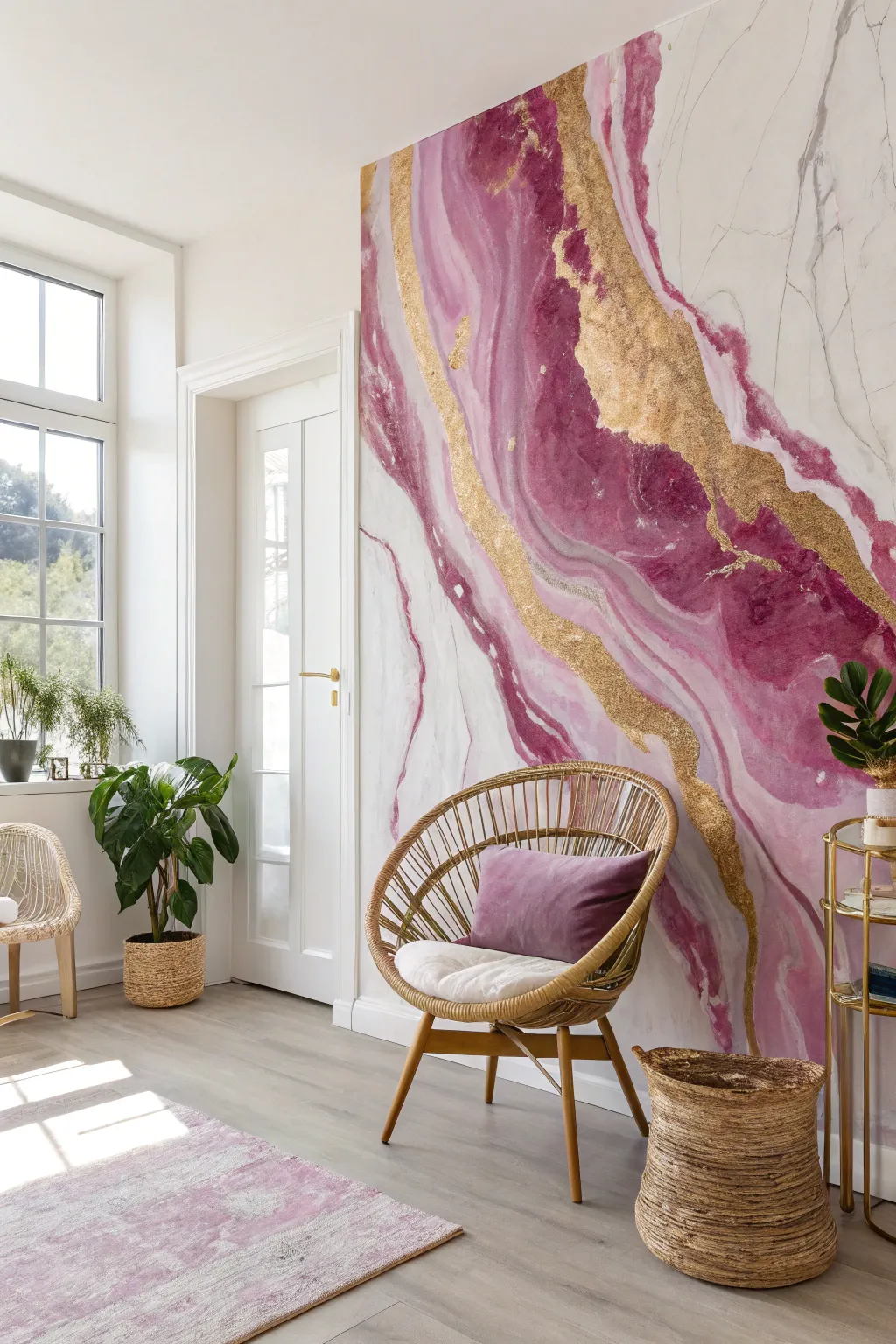 Transform your walls with the fluid elegance of an abstract liquid marble mural.