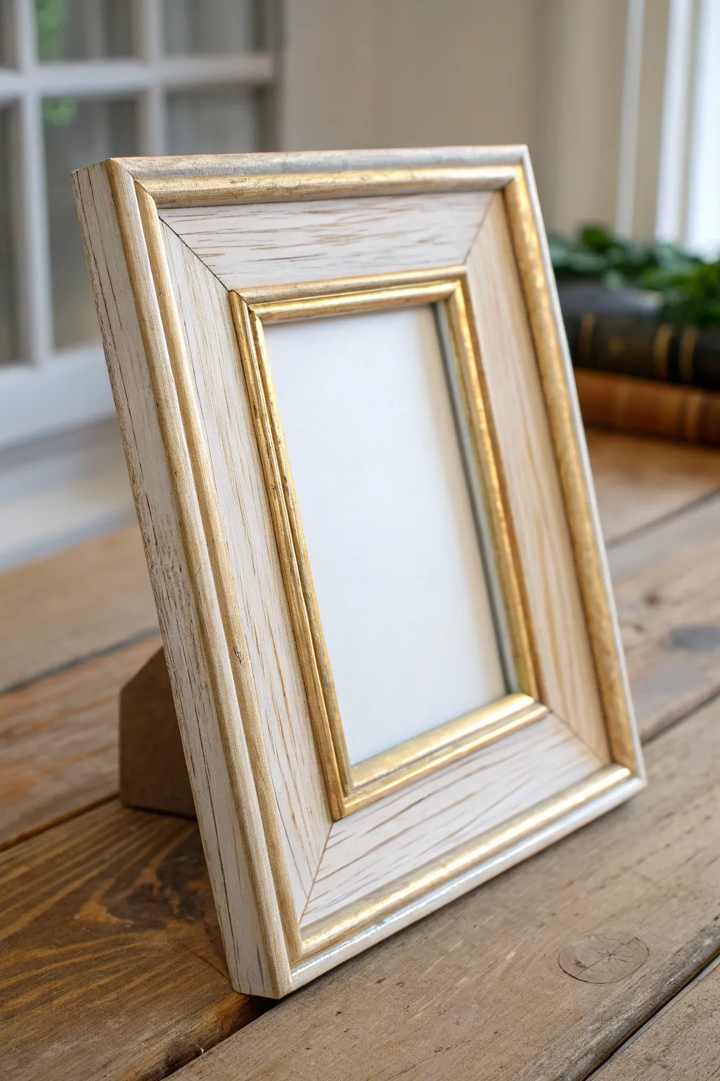 Subtle metallic inner-edge highlights make this hand-painted wooden frame glow beautifully.
