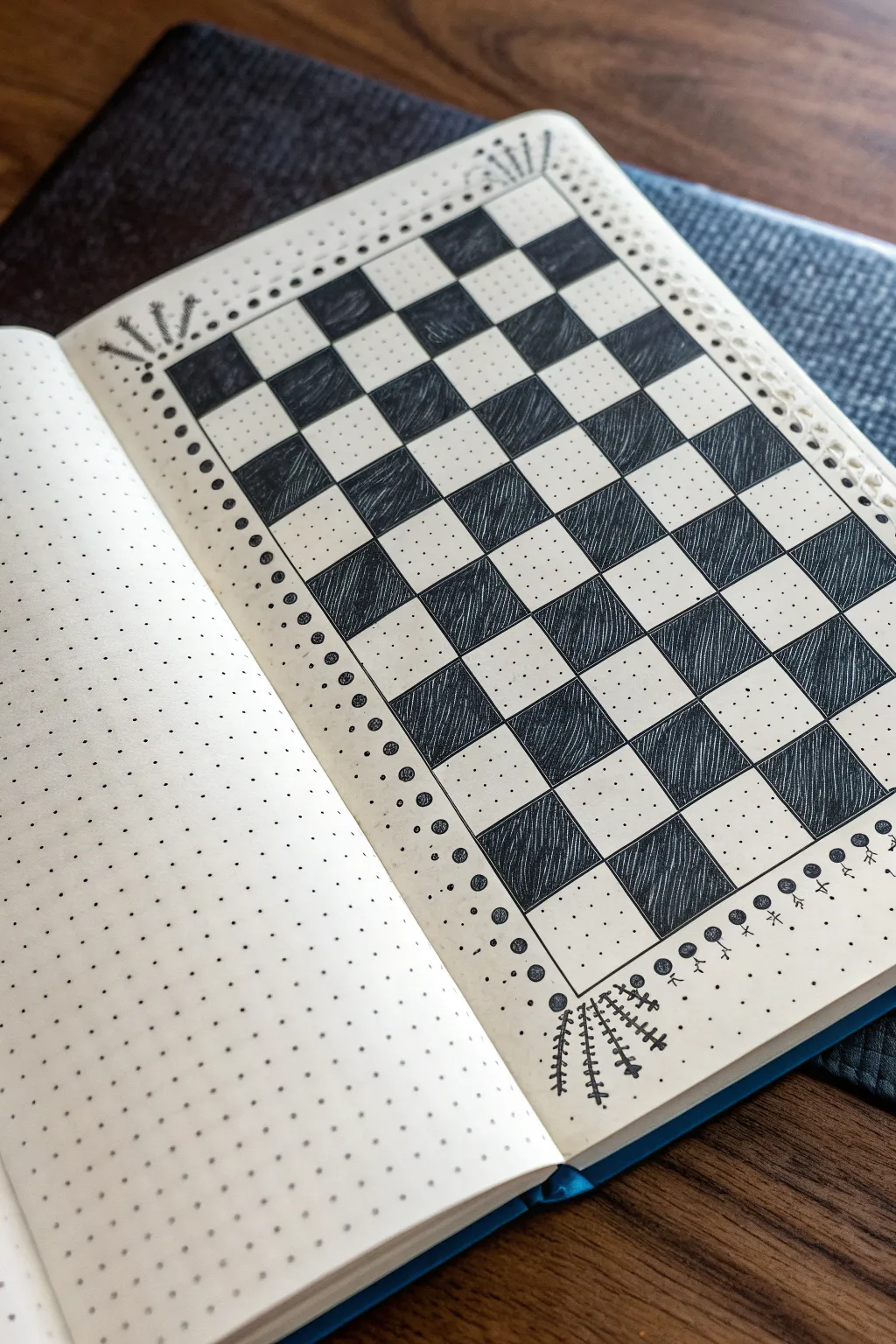 Bold checkerboard zen doodles with alternating patterns for calming, geometric inspiration.