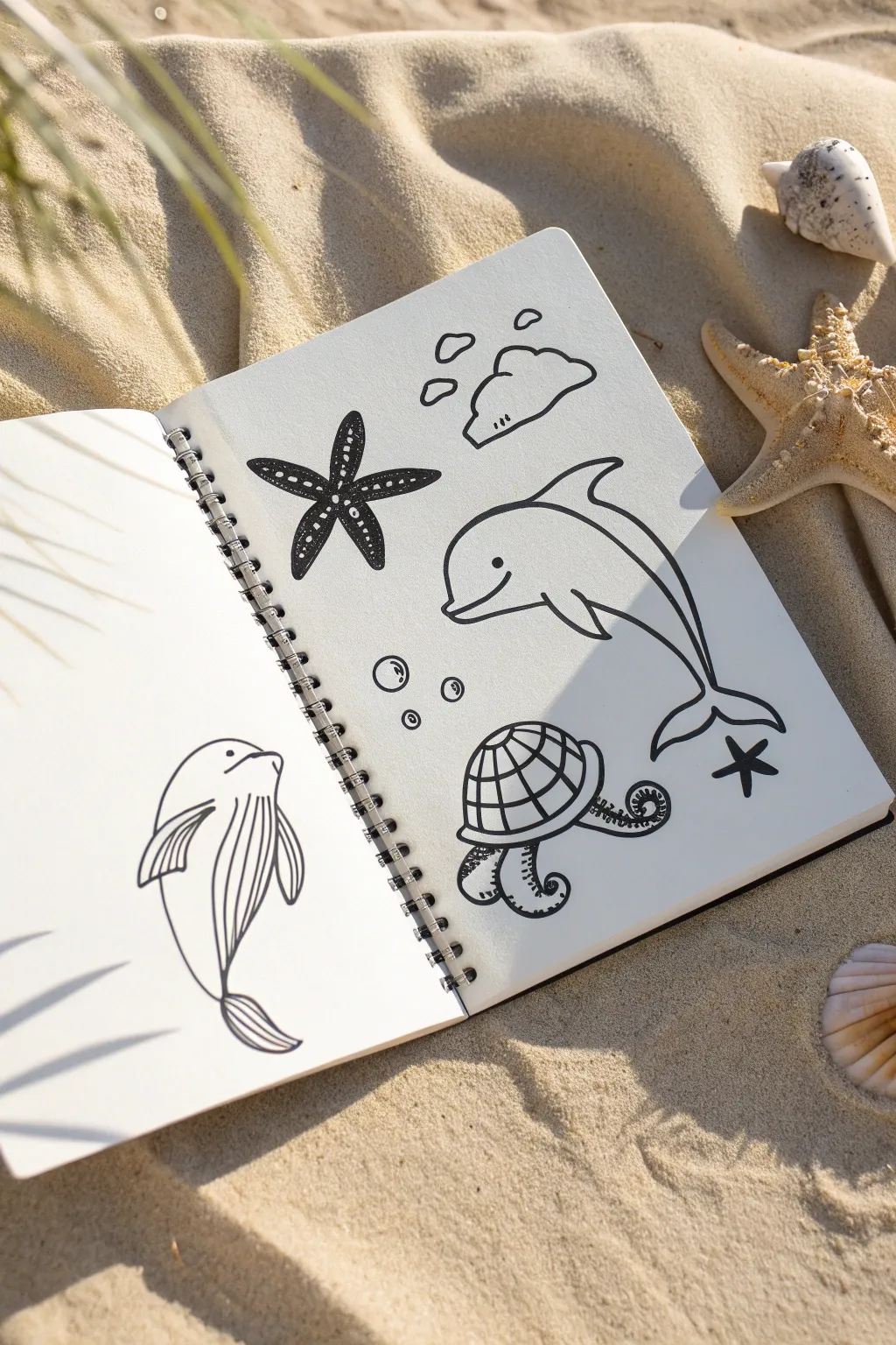 Bold ocean creature templates with big shapes, perfect for a simple 3 marker challenge