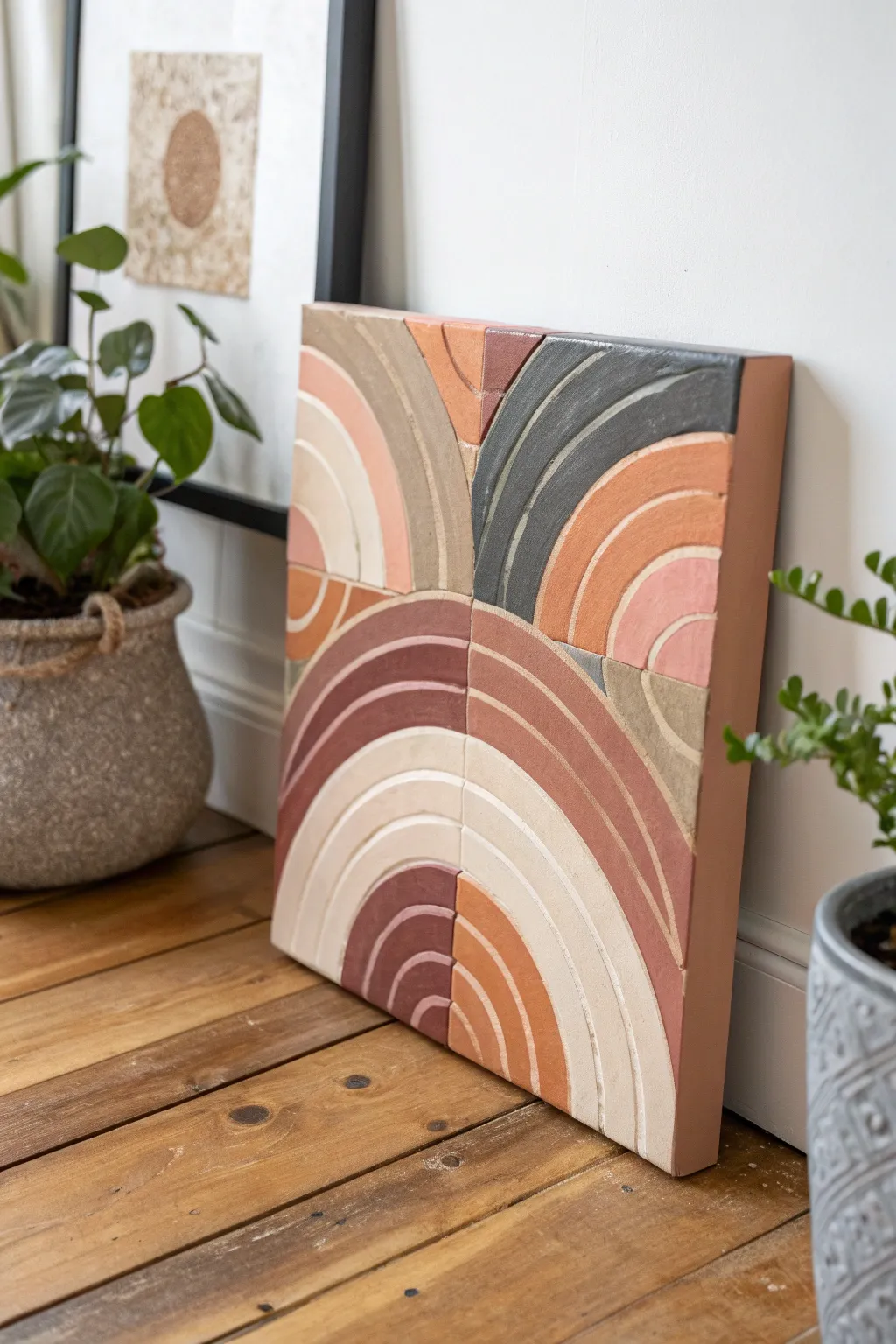 Abstract color blocks with bold texture in a calm palette, a fun beginner acrylic study