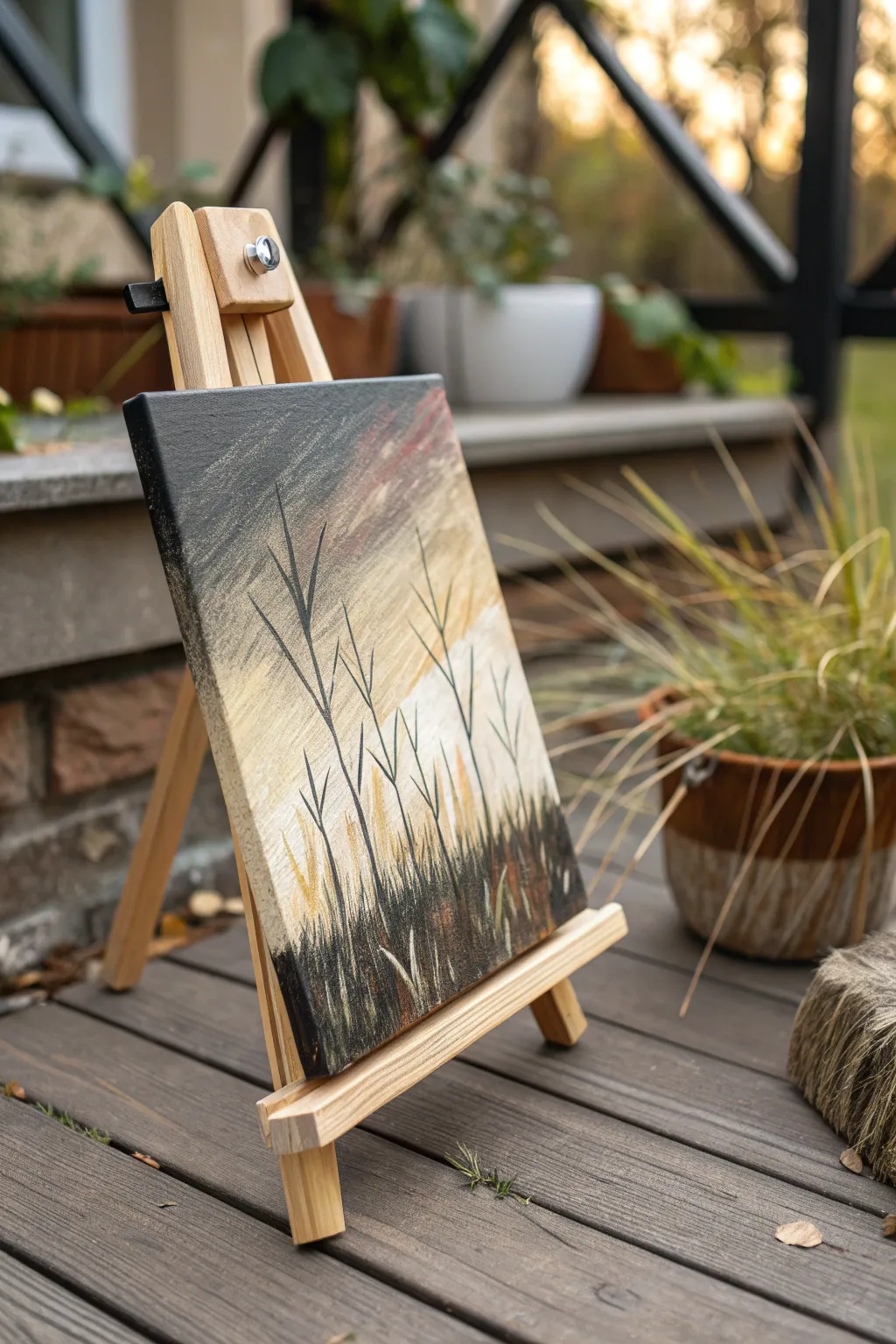 Sgraffito magic: scratch wet acrylic to reveal soft hairlike strands and layered depth.