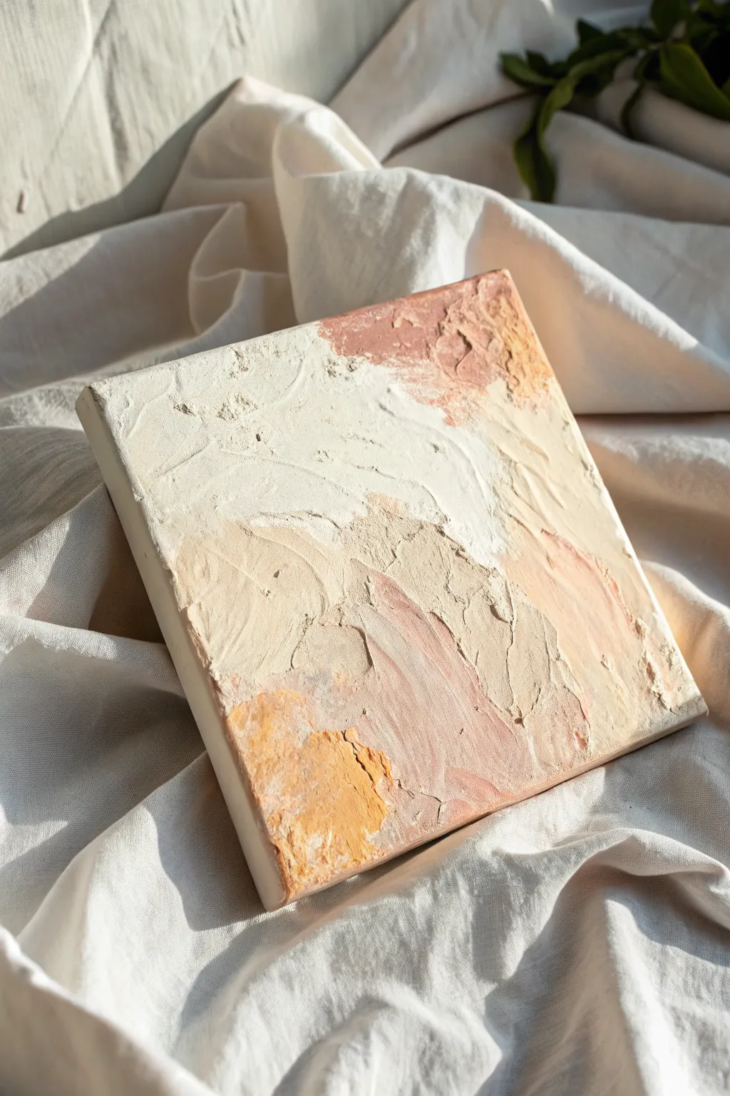 Palette knife scrape texture on canvas, minimal boho neutrals with bold contrast and ridged depth