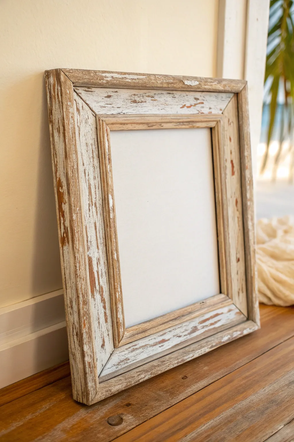 Weathered frame texture adds rustic character while keeping a clean, minimalist canvas look.