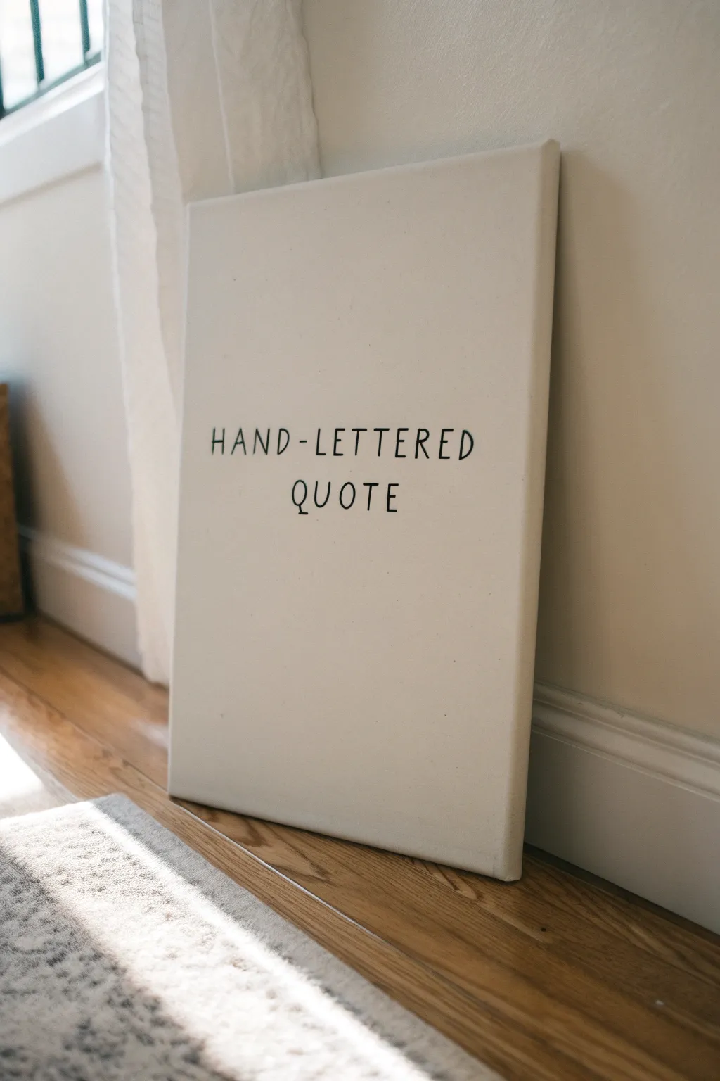 Minimal quote typography canvas idea with airy spacing, Scandinavian boho vibe, beginner friendly.
