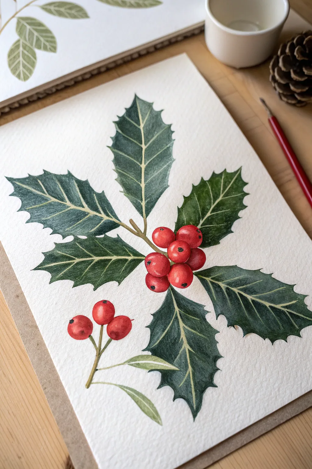 Capture the holiday spirit with this simple and elegant holly berry painting tutorial.