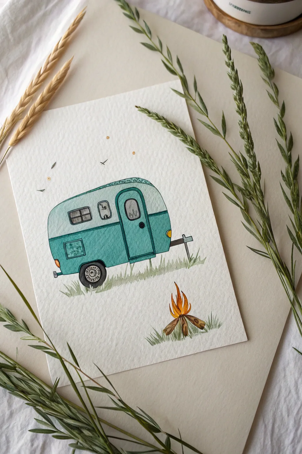 Channel wanderlust vibes with this adorable retro camper painting inspiration.