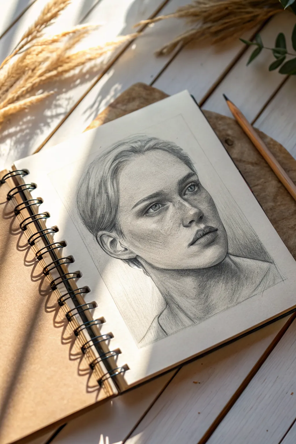 Masked half-portrait with pencil shading and bold glitch bars for a modern edgy sketch