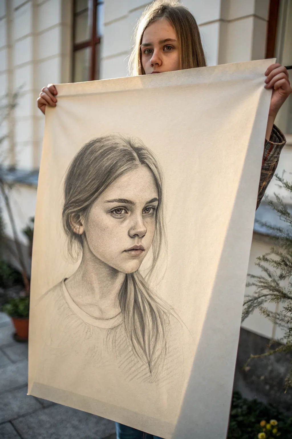 Expressive eyes above a simple face mask, a minimalist sketch idea with boho calm today.