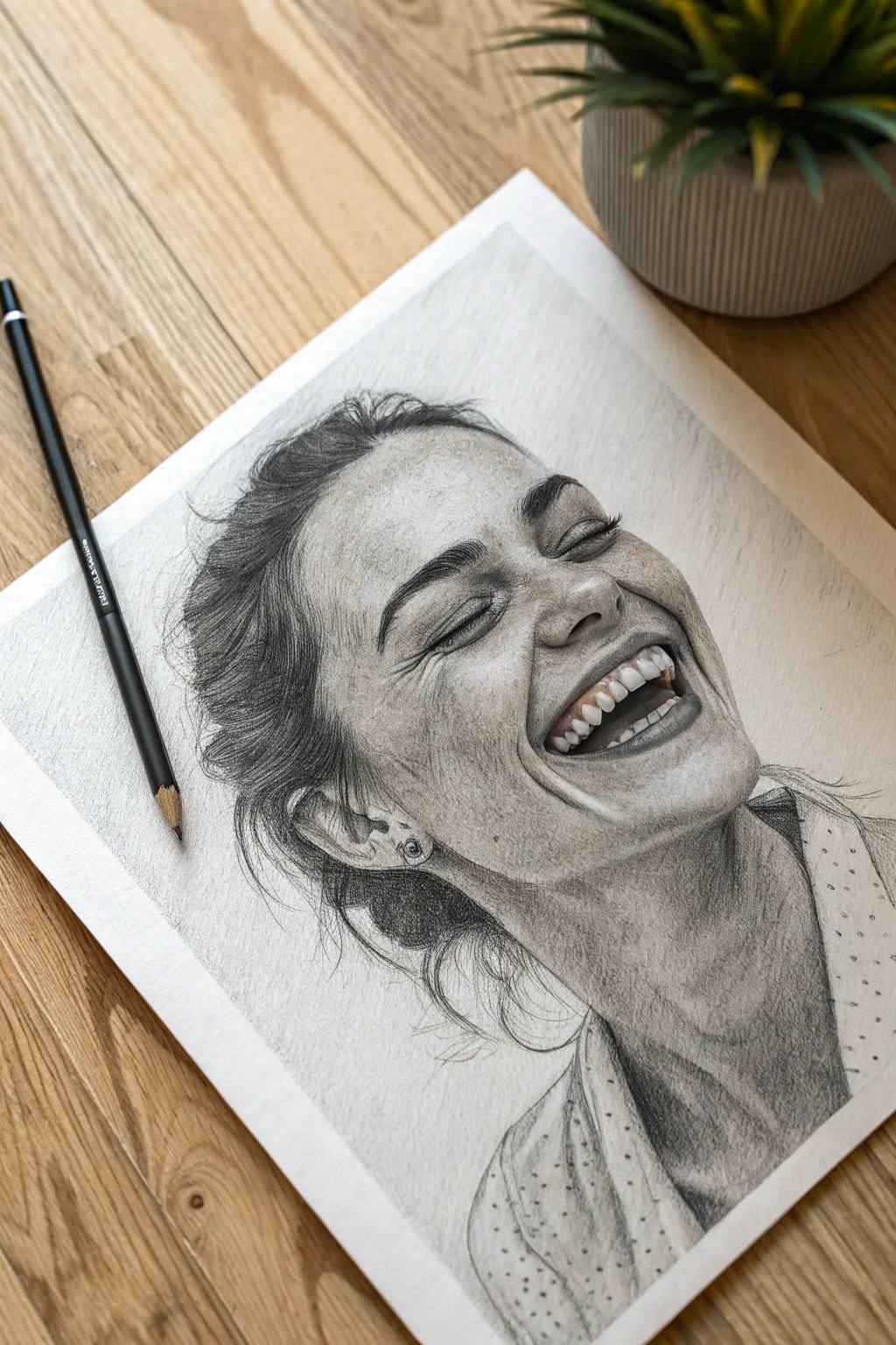 Master the art of emotional nuance by capturing the complex lines of a hearty laugh.