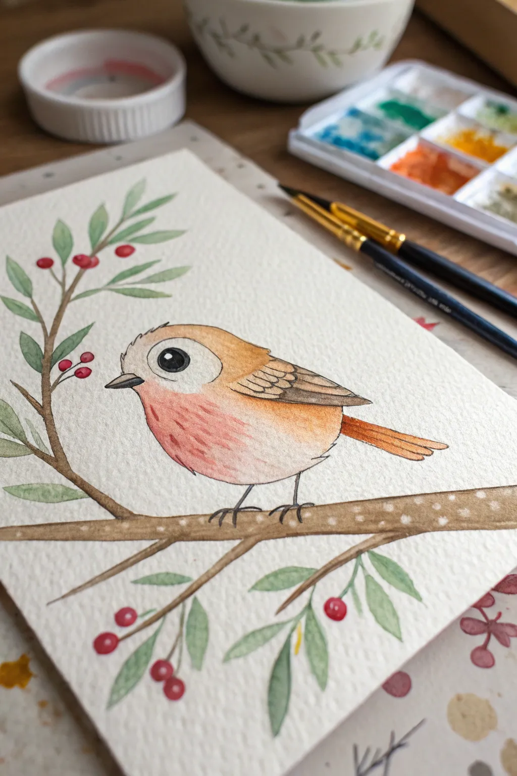 Paint a sweet round bird with a big eye using flat colors and simple shapes, perfect for beginners